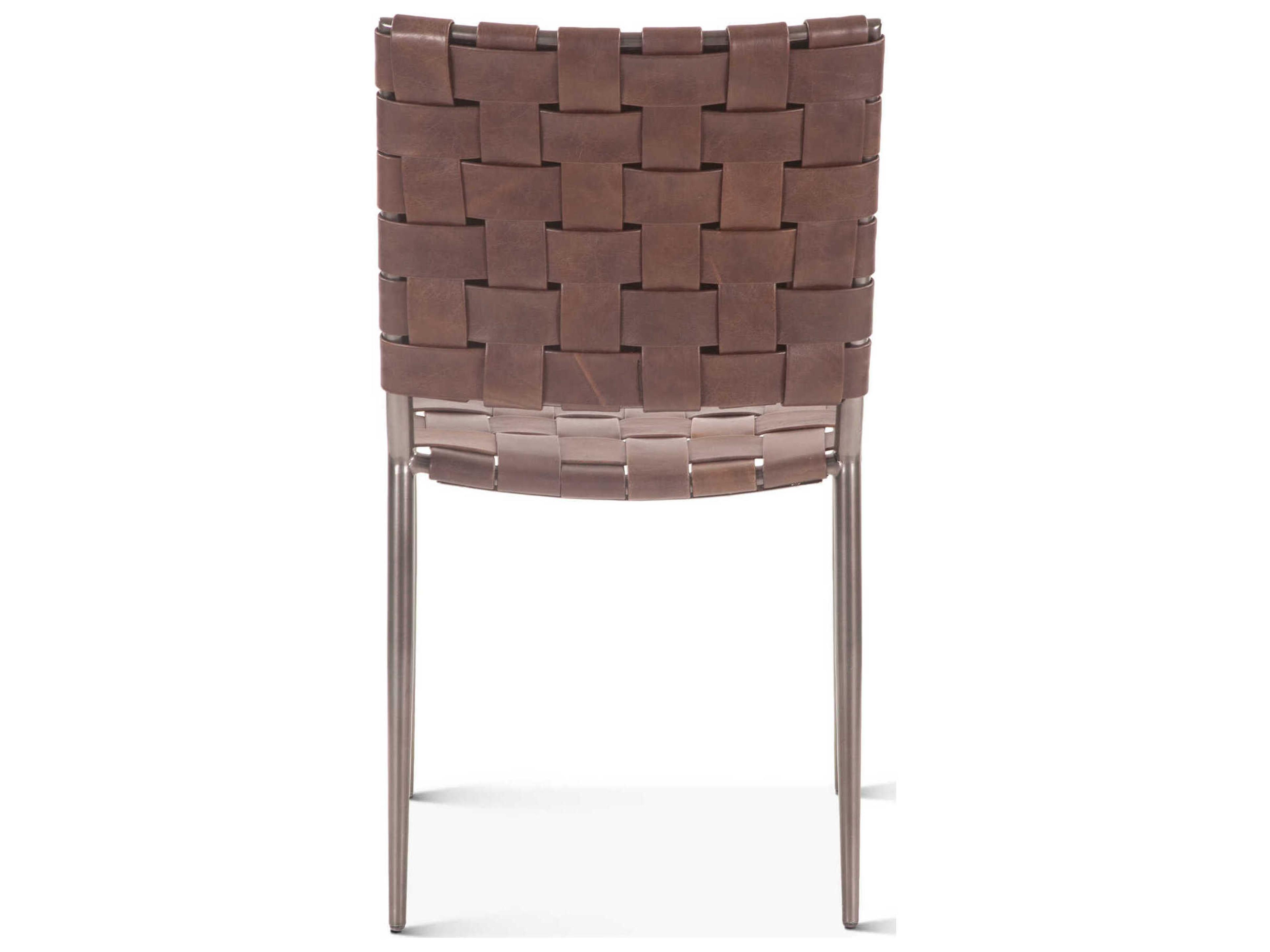 World Interiors Lund Brown Leather Side Dining Chair