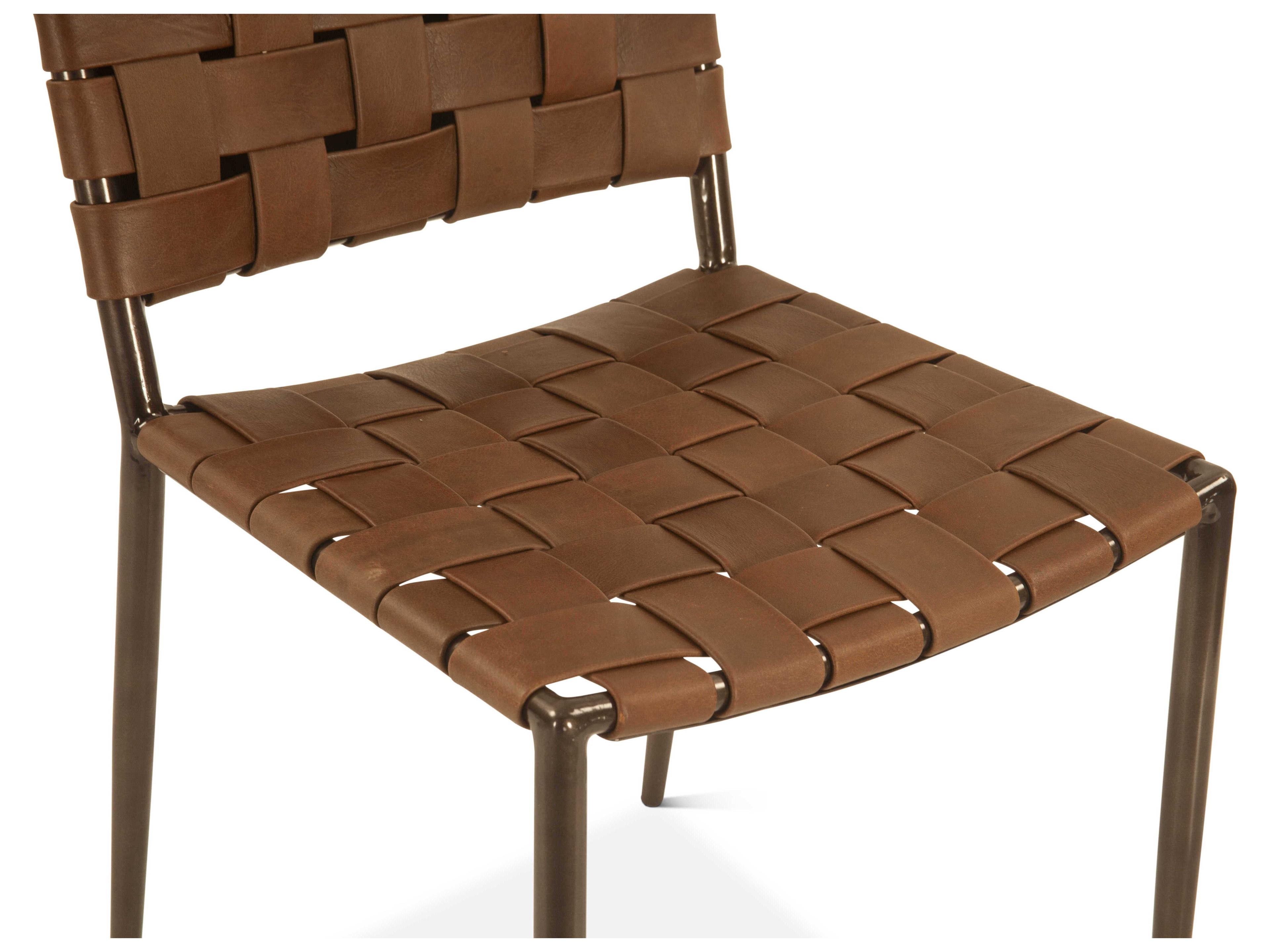 World Interiors Lund Brown Leather Side Dining Chair