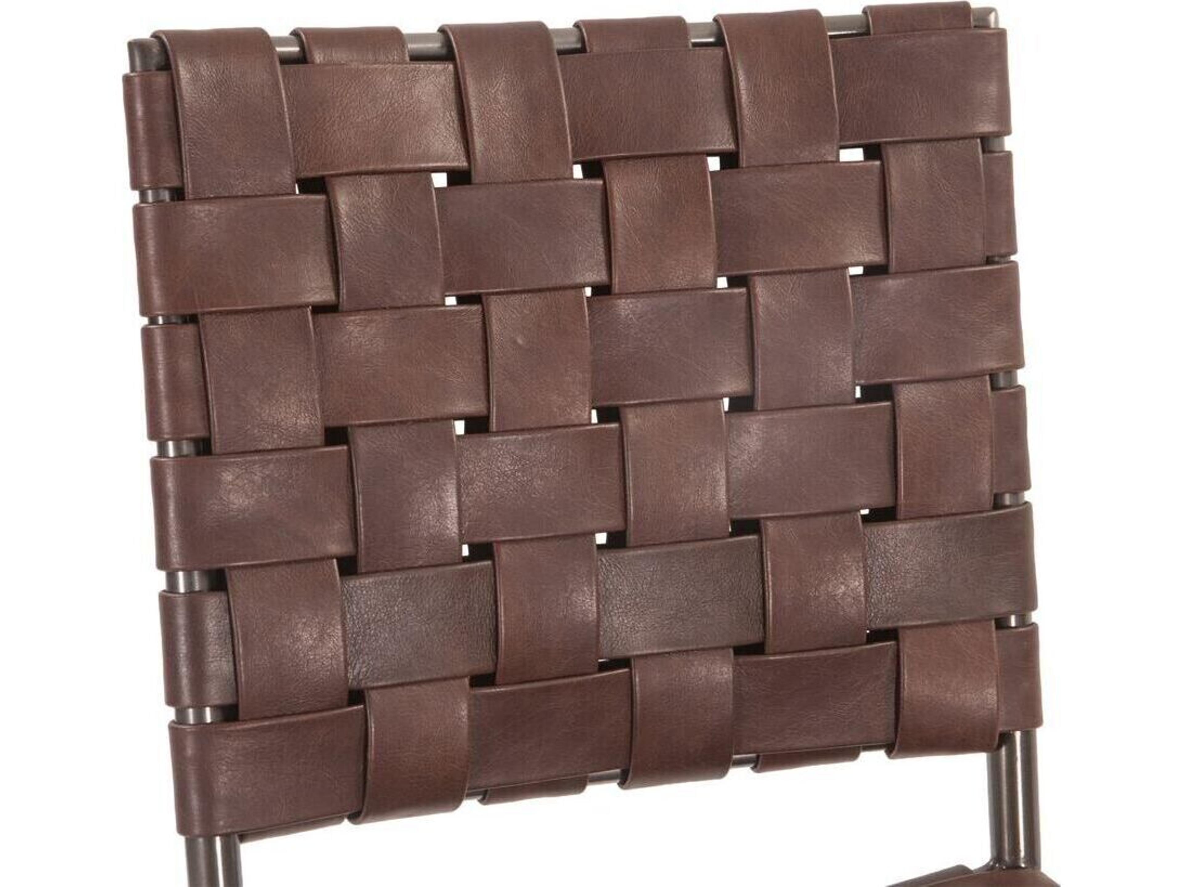 World Interiors Lund Brown Leather Armless Dining Chair