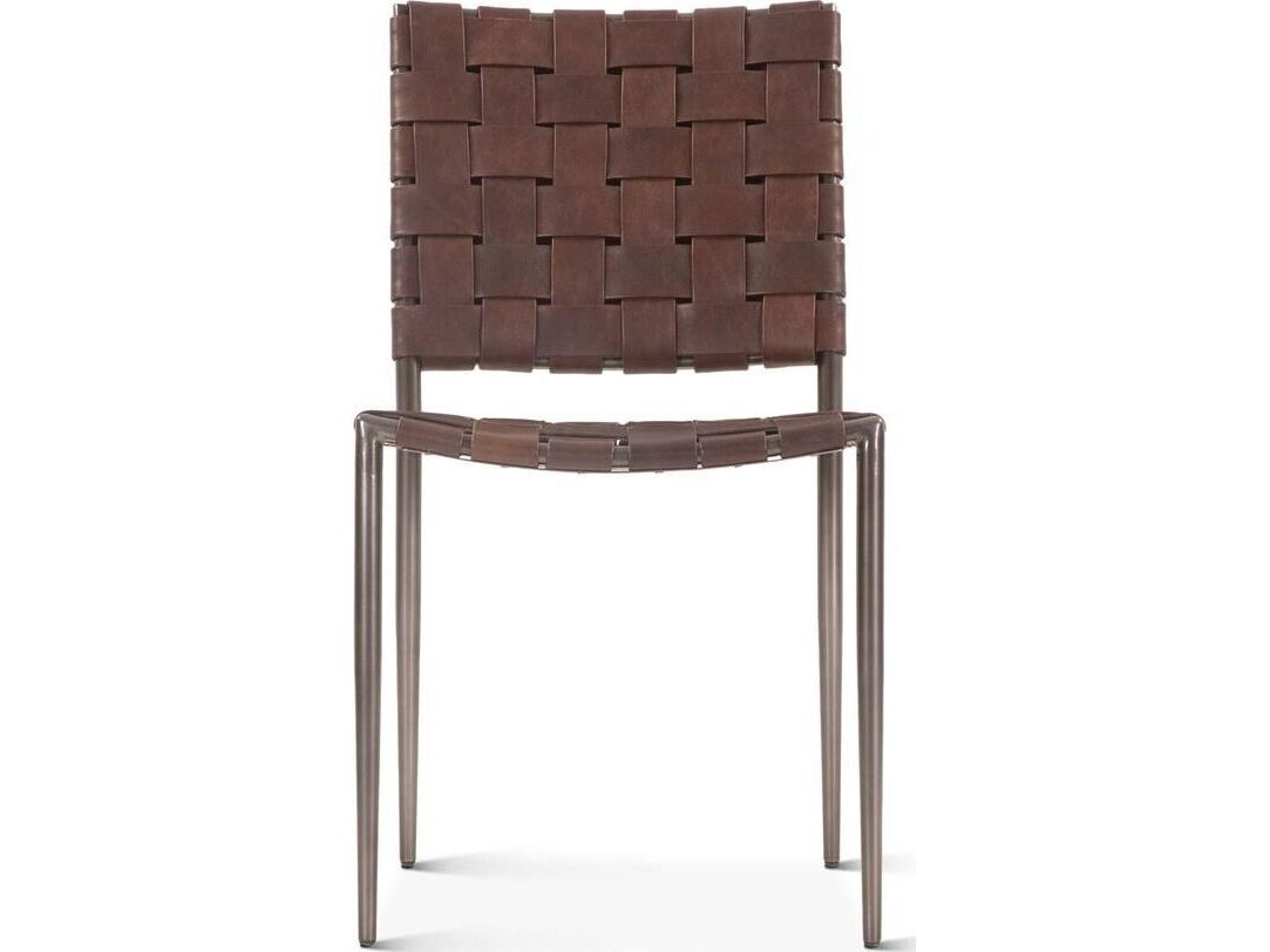 World Interiors Lund Brown Leather Armless Dining Chair