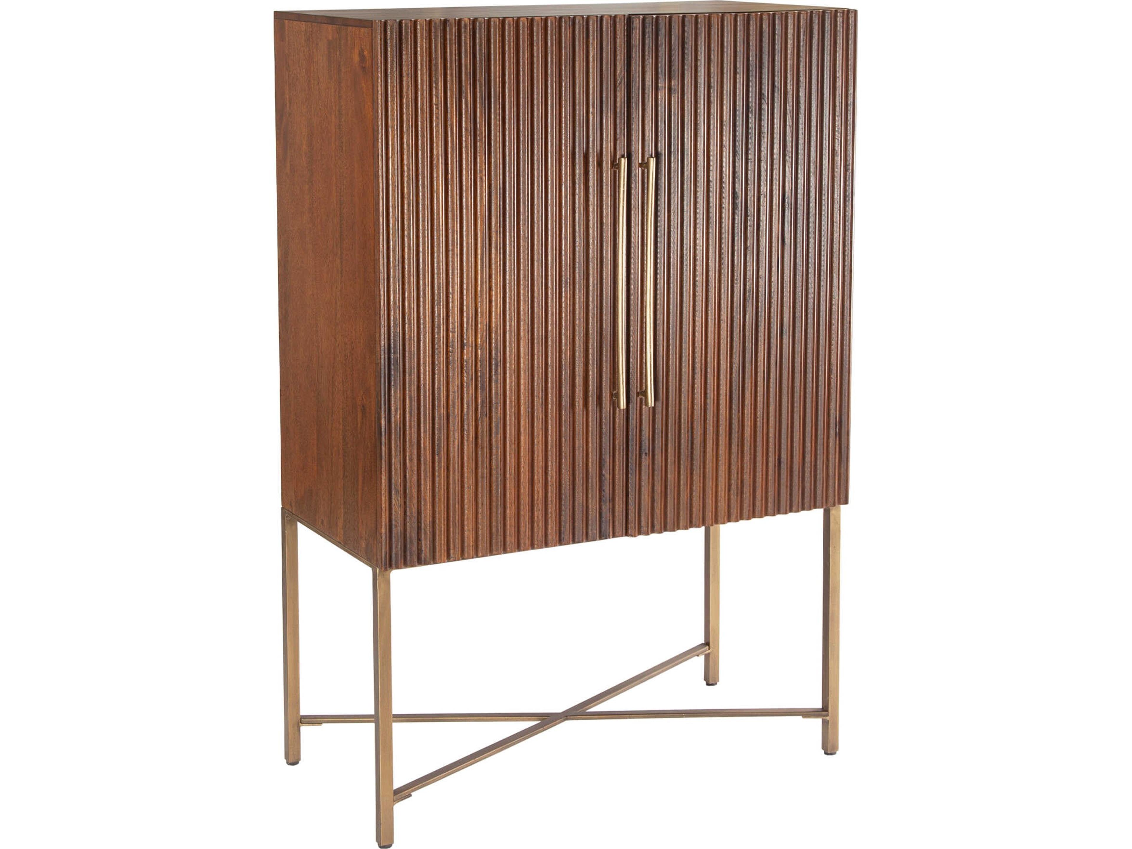 Manhattan Mango Wood Brown Gold Honey Bar Cabinet