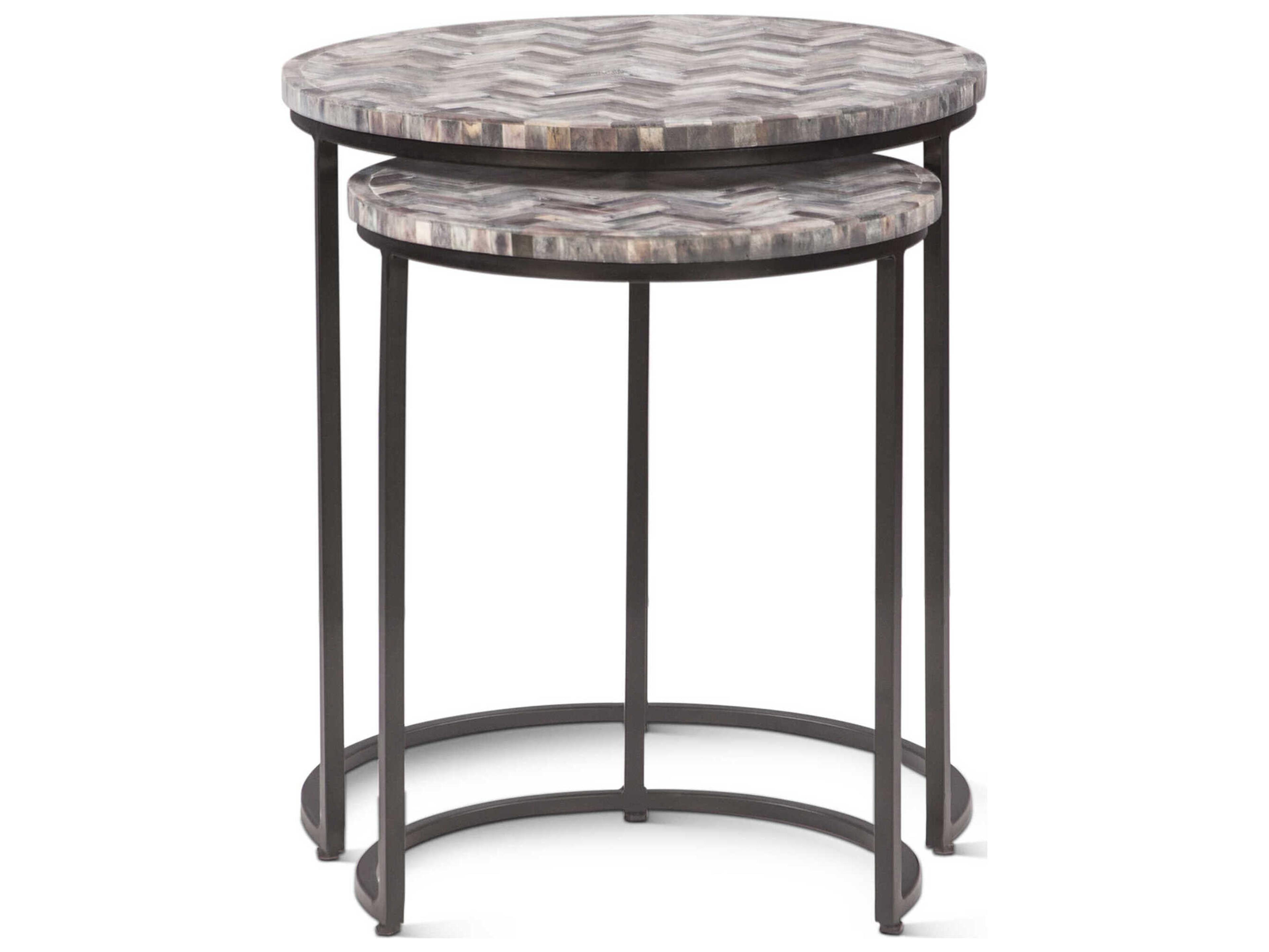 World Interiors Mumbai Round Resin Powder Coated Black End Table