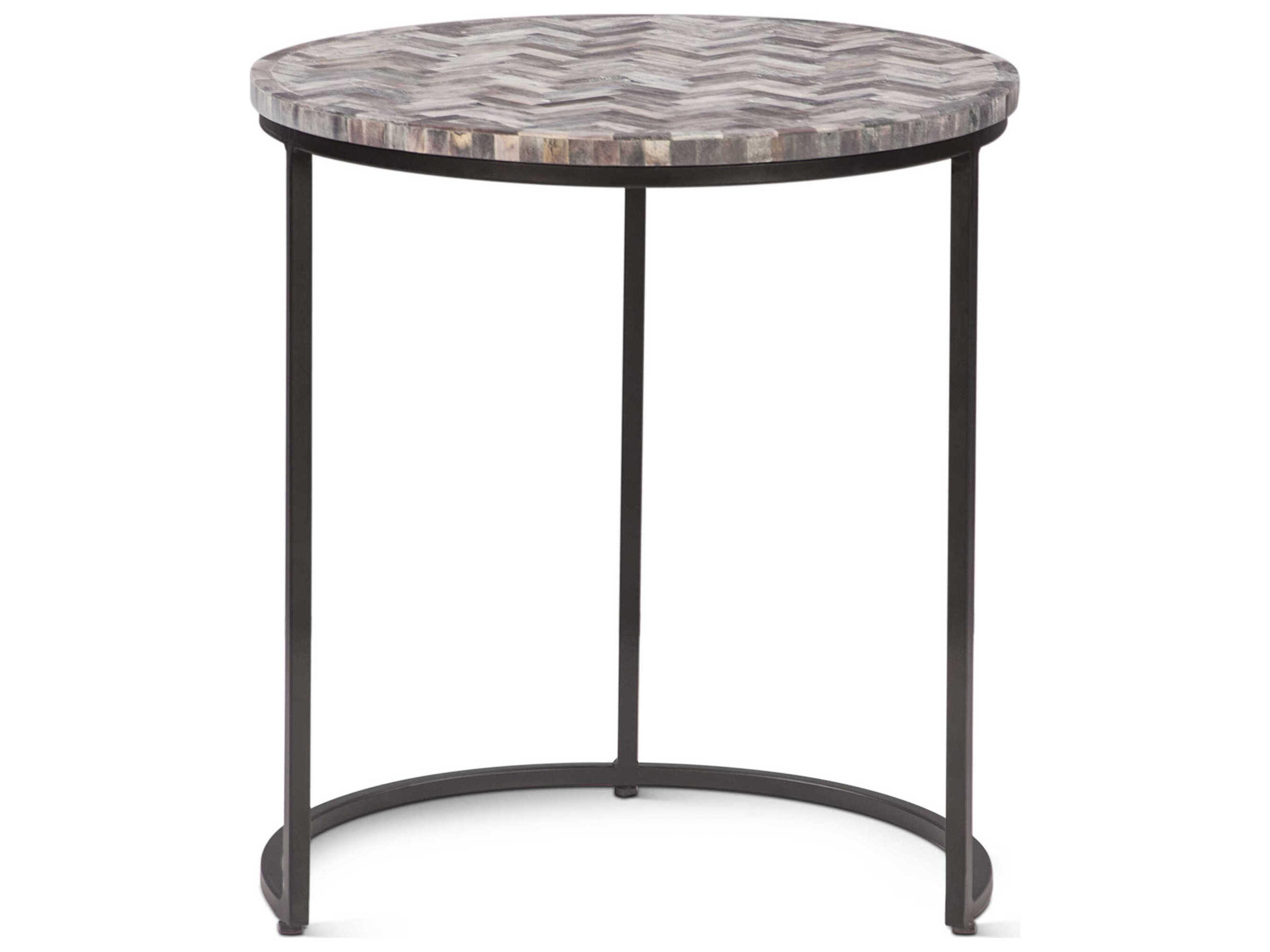 World Interiors Mumbai Round Resin Powder Coated Black End Table