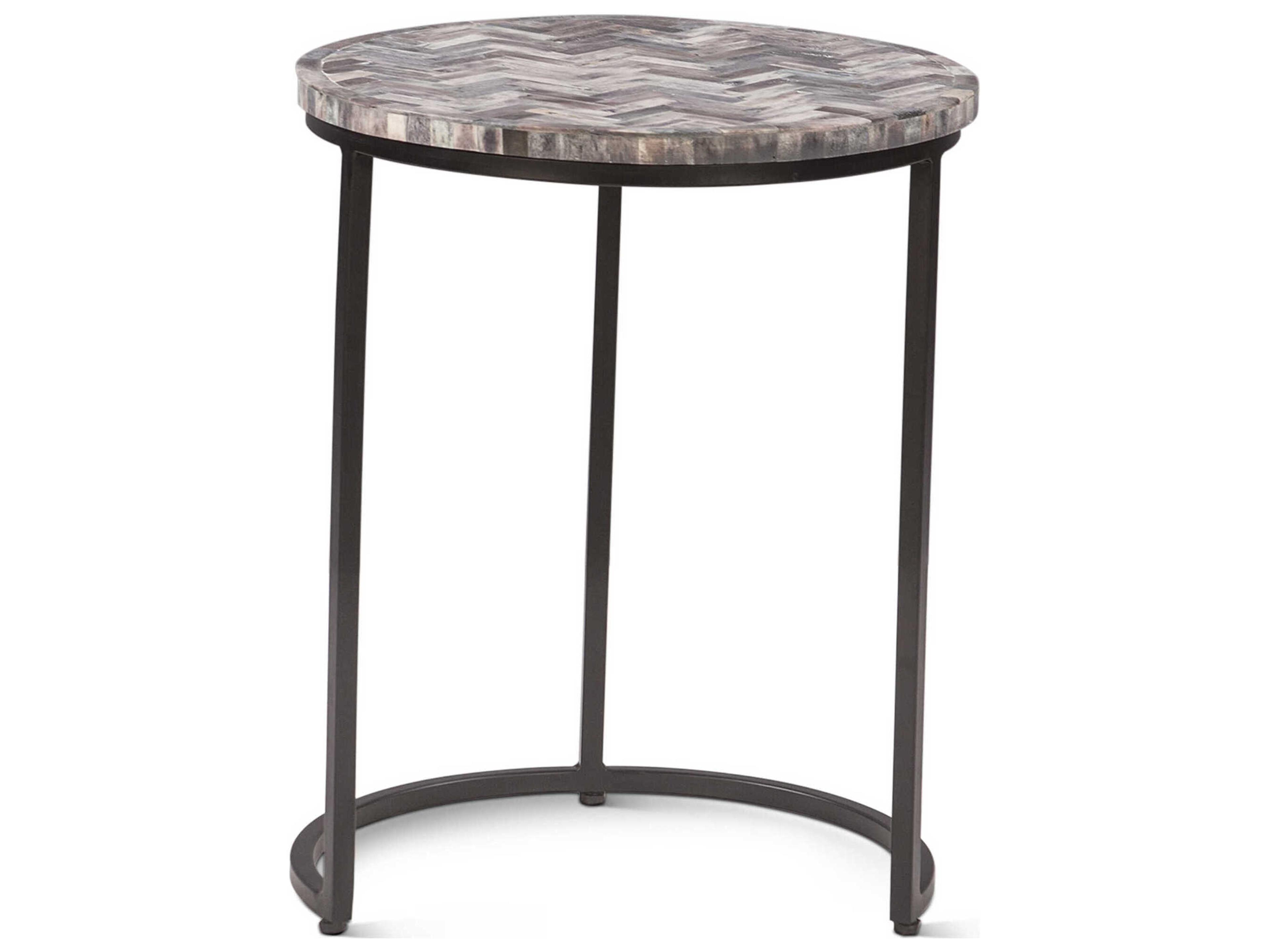 World Interiors Mumbai Round Resin Powder Coated Black End Table