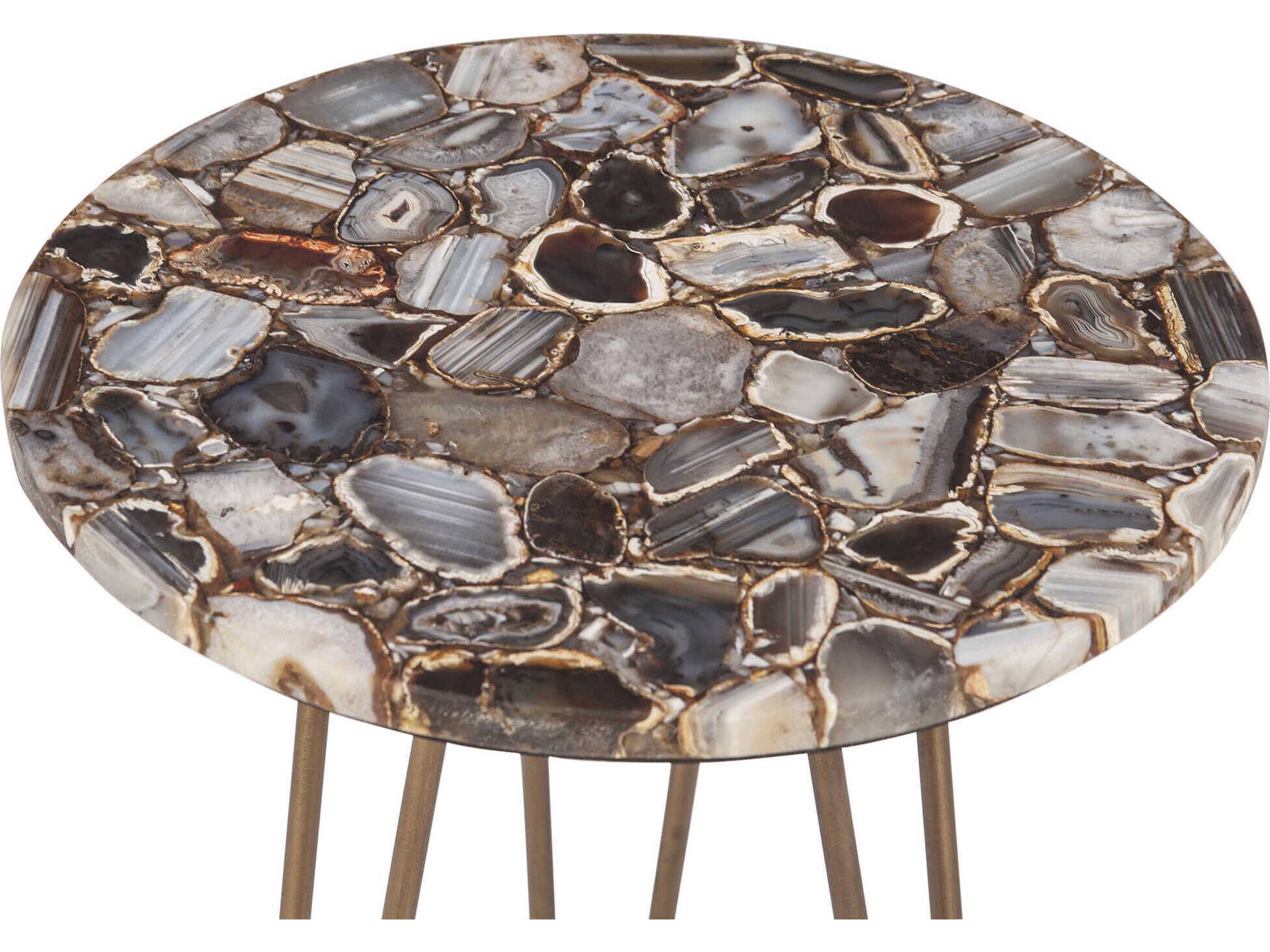 World Interiors Mumbai Round Stone End Table