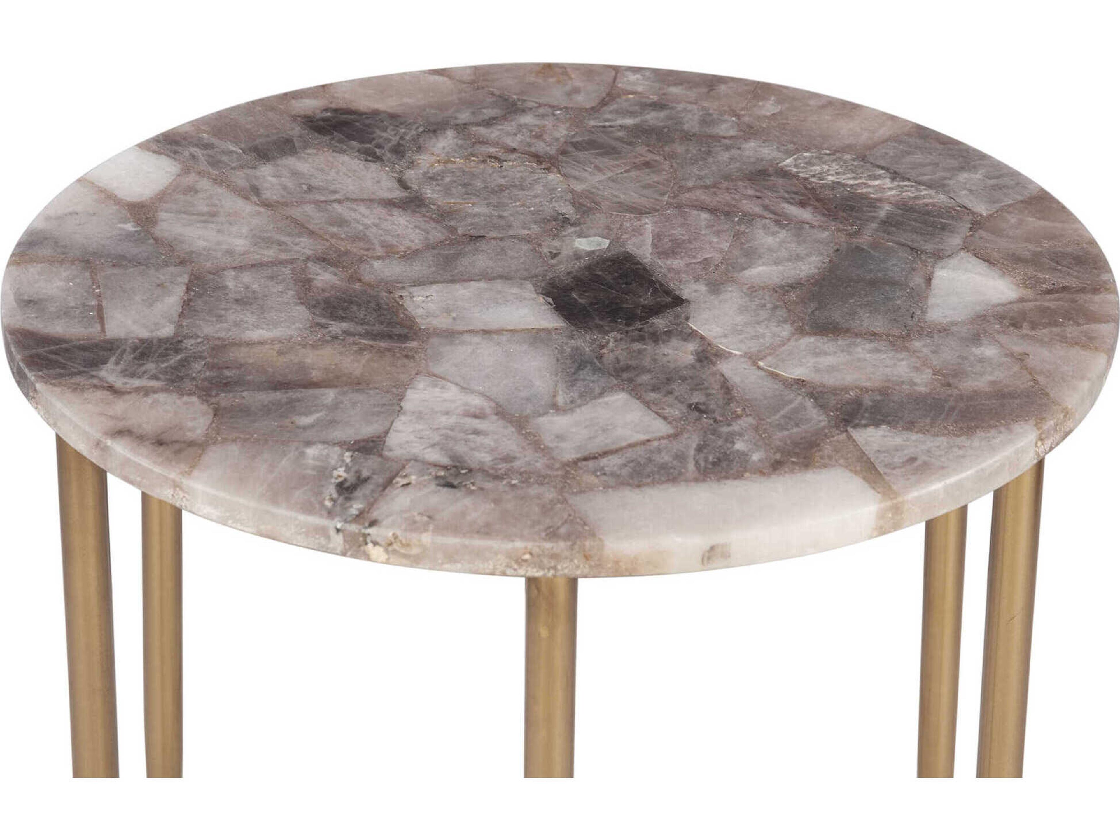 World Interiors Mumbai Round Stone End Table