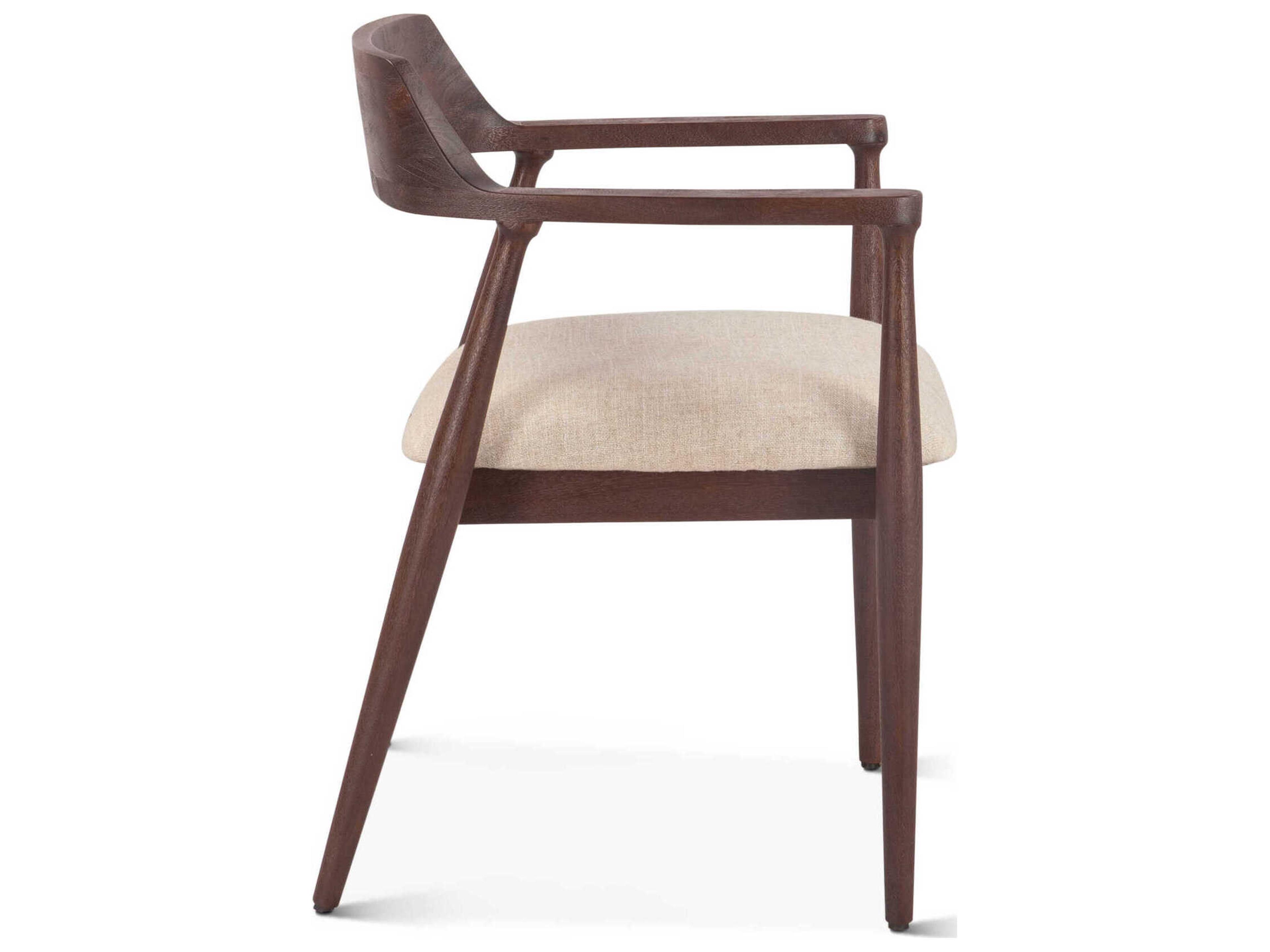 World Interiors Oxford Mango Wood Brown Upholstered Arm Dining Chair