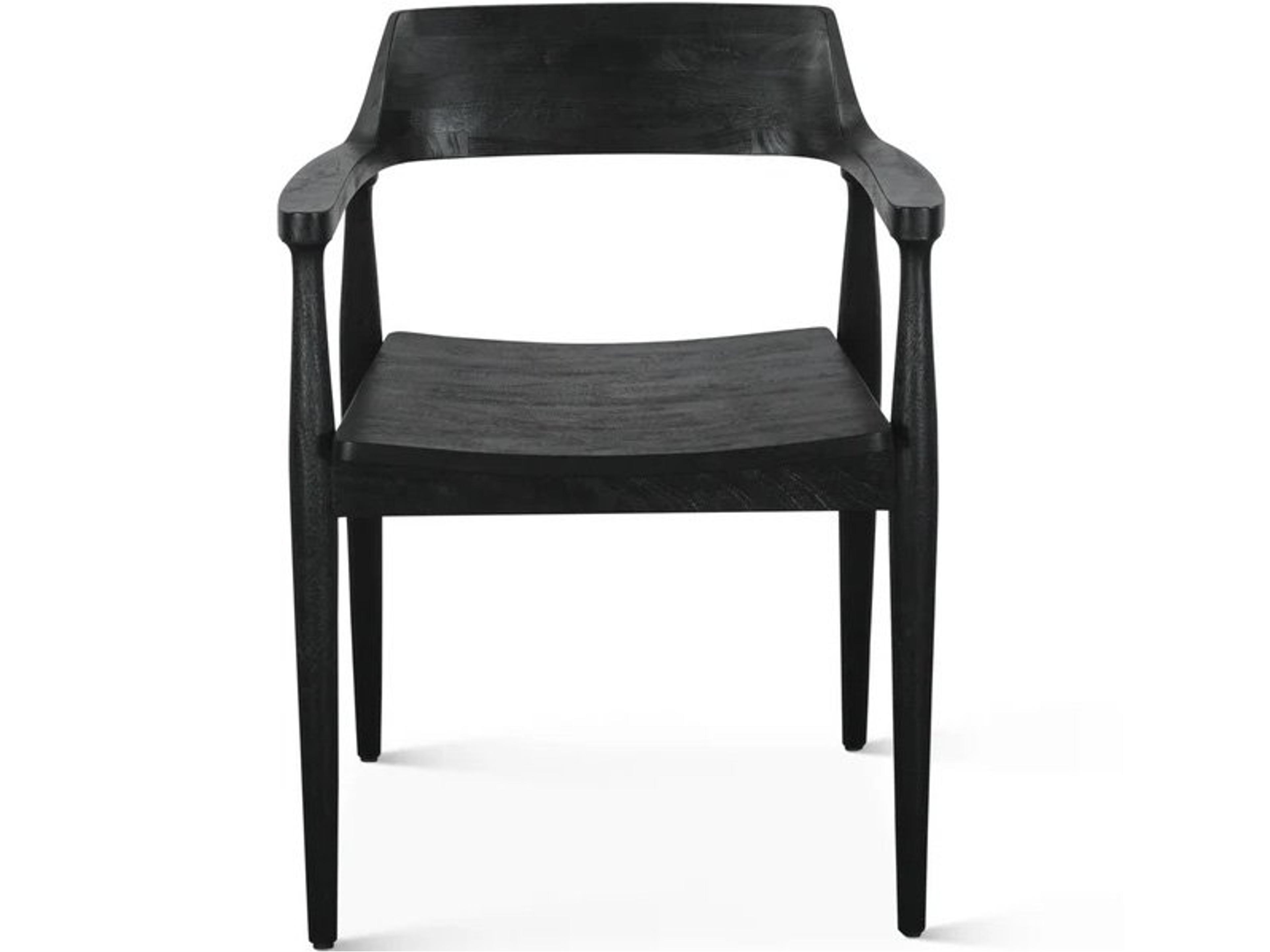 Oxford Matte Black Mango Wood Dining Arm Chair