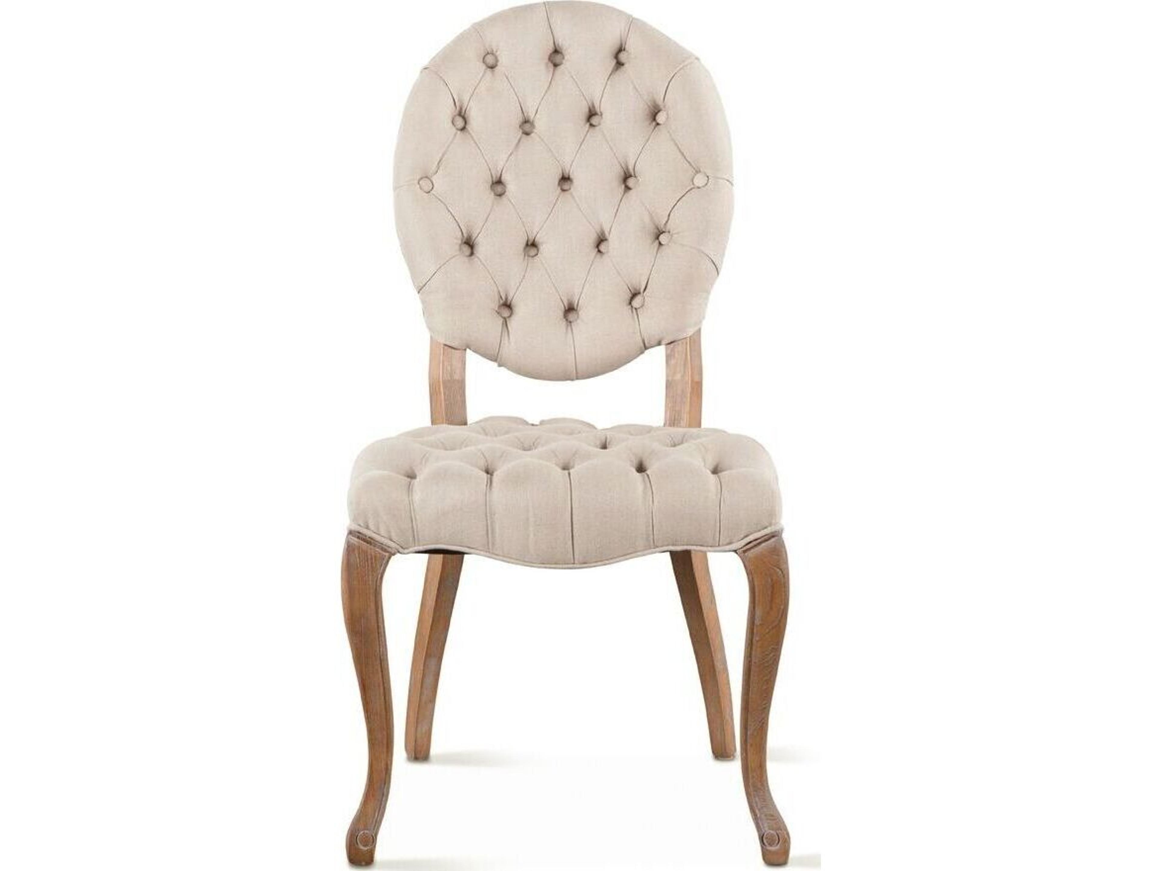 Portia Oak Wood White Upholstered Armless Dining Chair