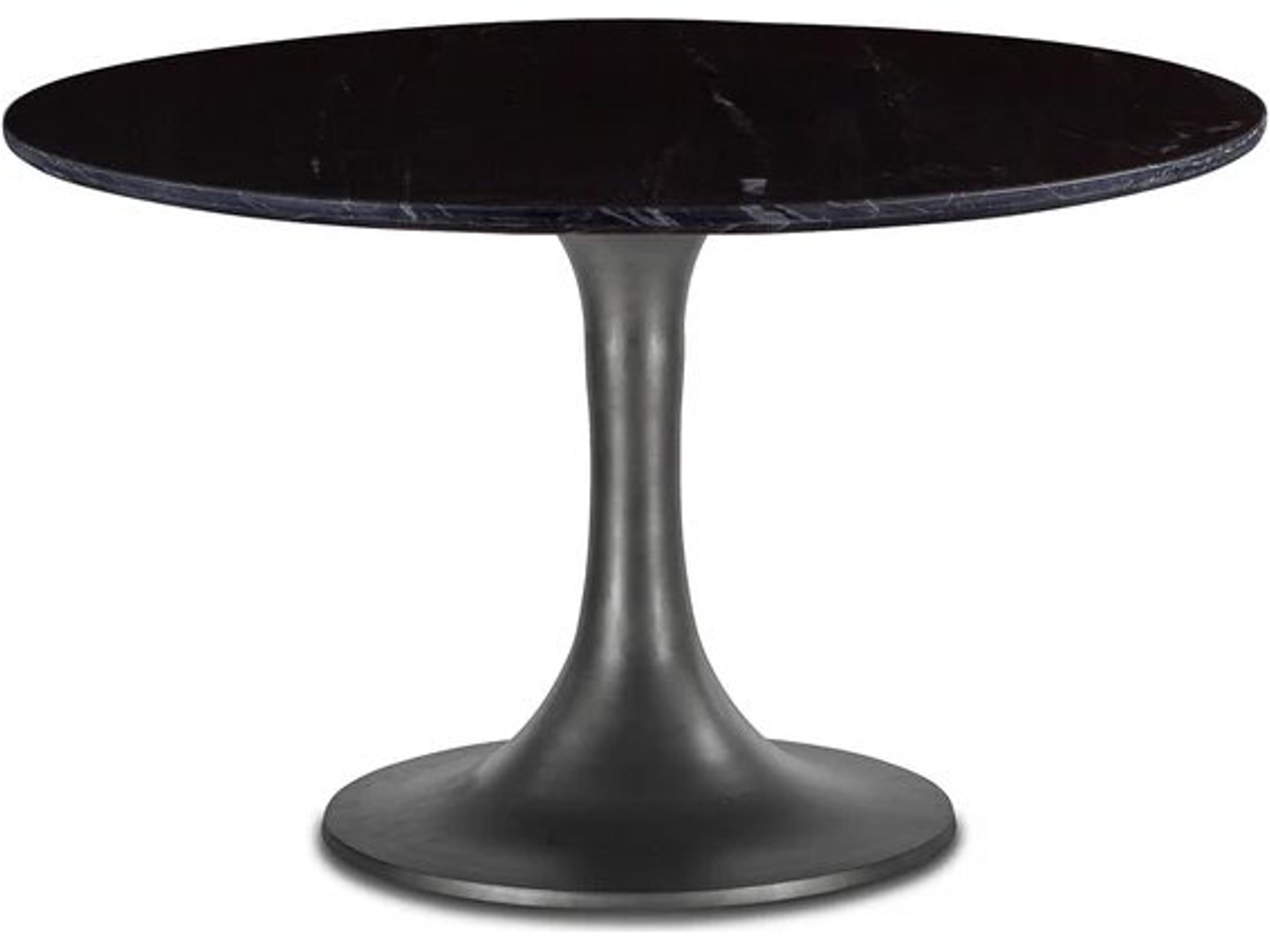 Palm Desert Round Marble Black Brushed Steel Dining Table