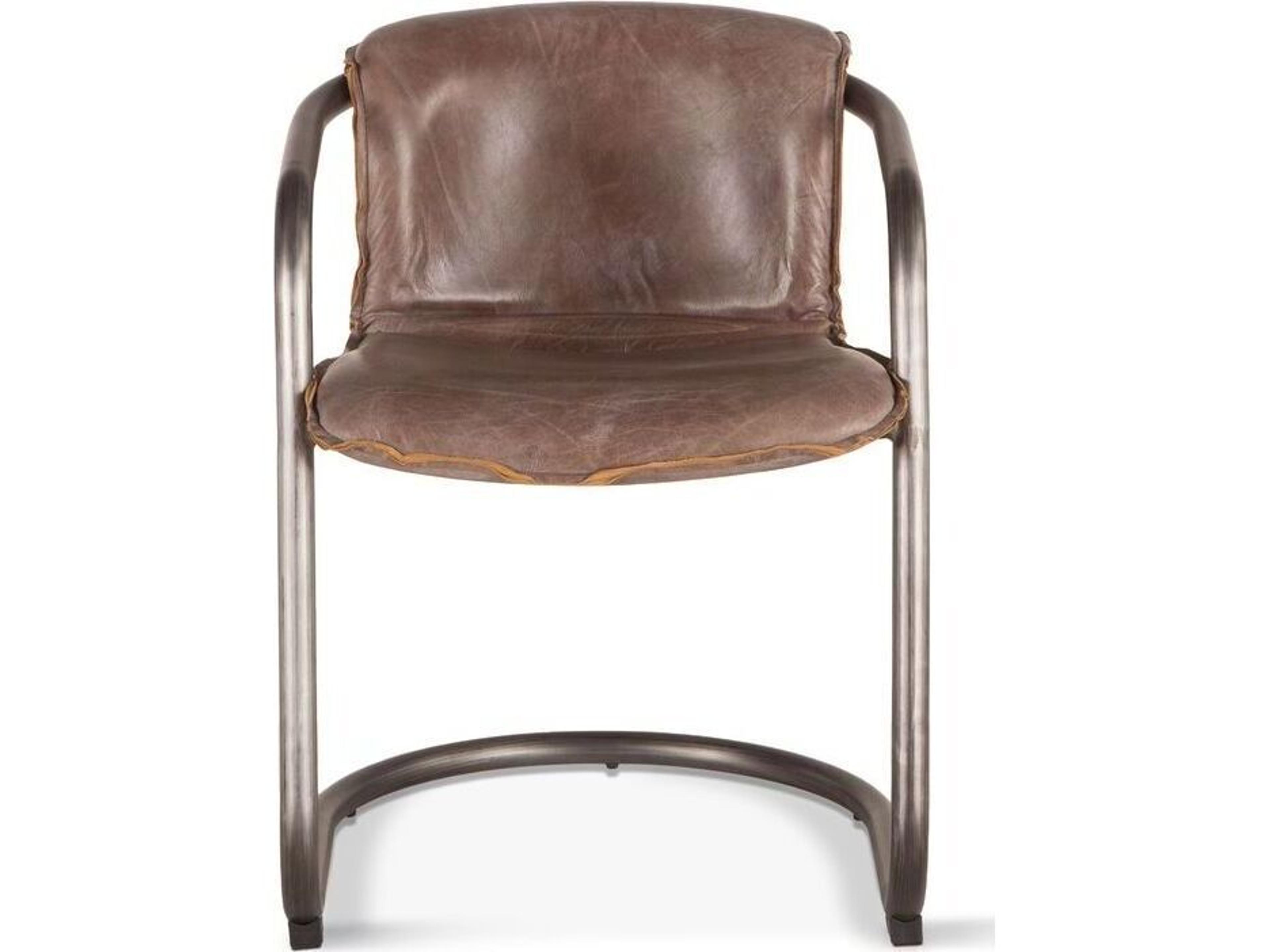 Chiavari Upholstered Dining Armchair in Distressed Jet Brown Leather