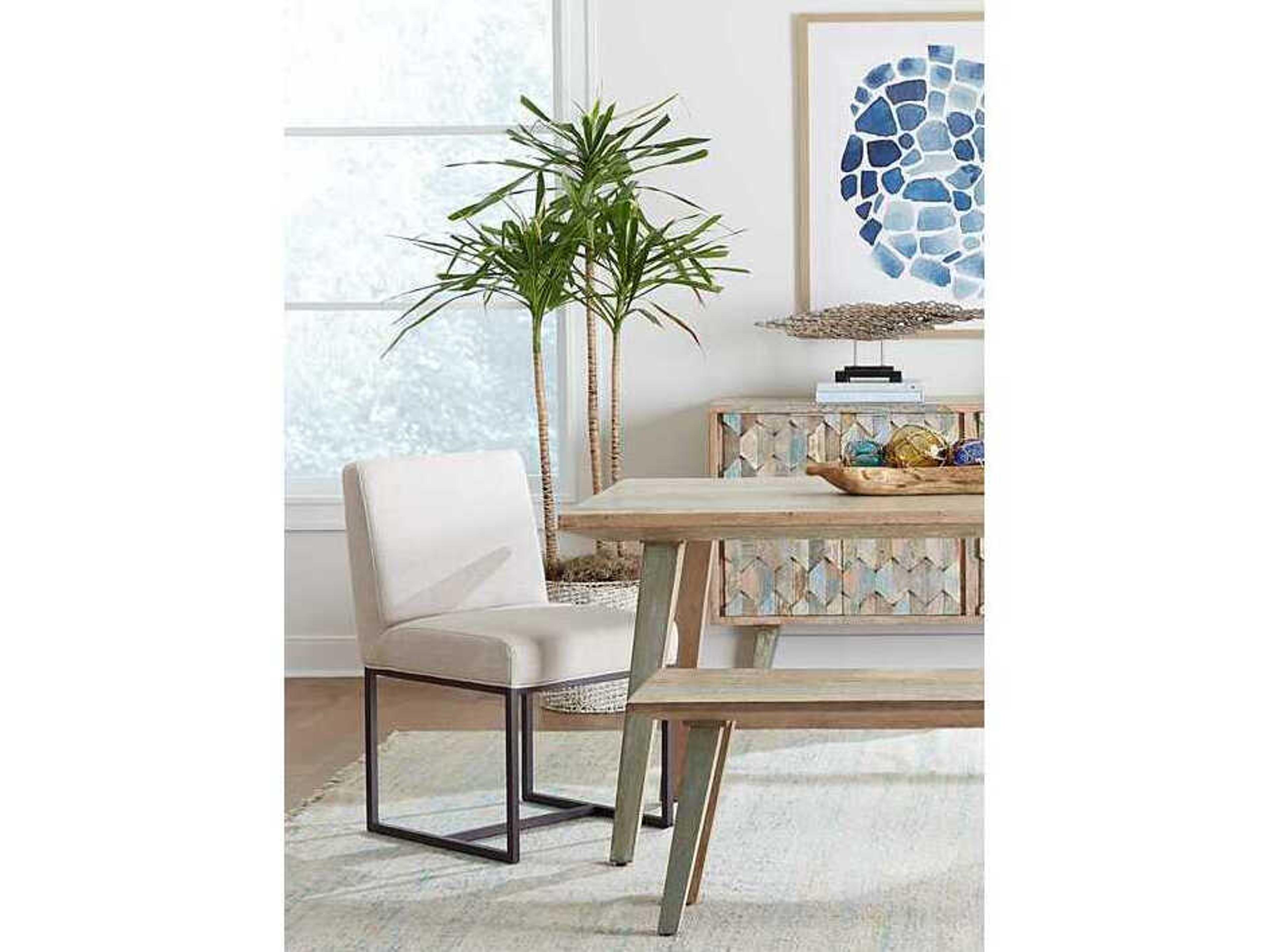 World Interiors Rebel Birch Wood White Upholstered Armless Dining Chair
