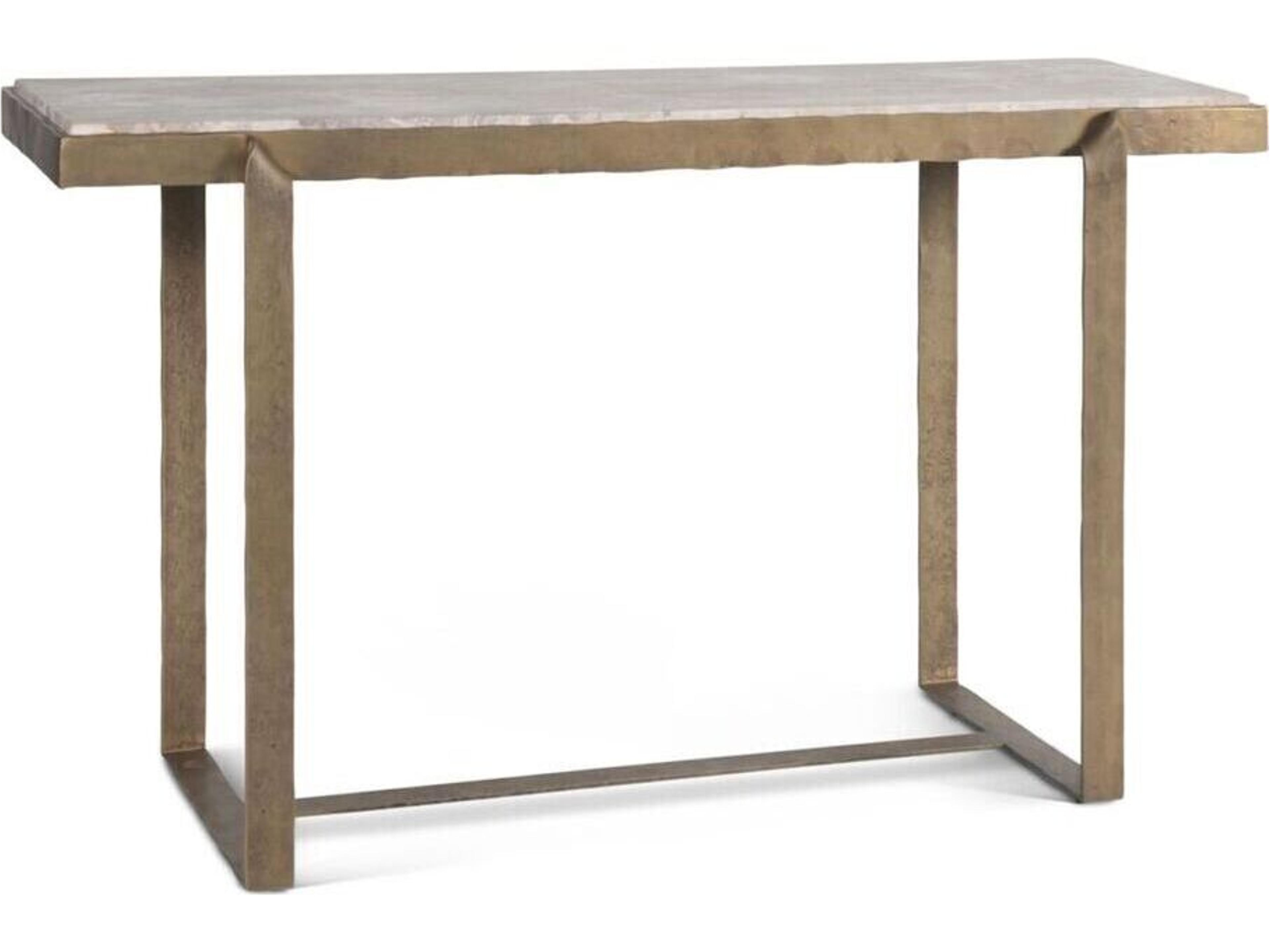 Rhodes Rectangular Marble Antique Brass Console Table