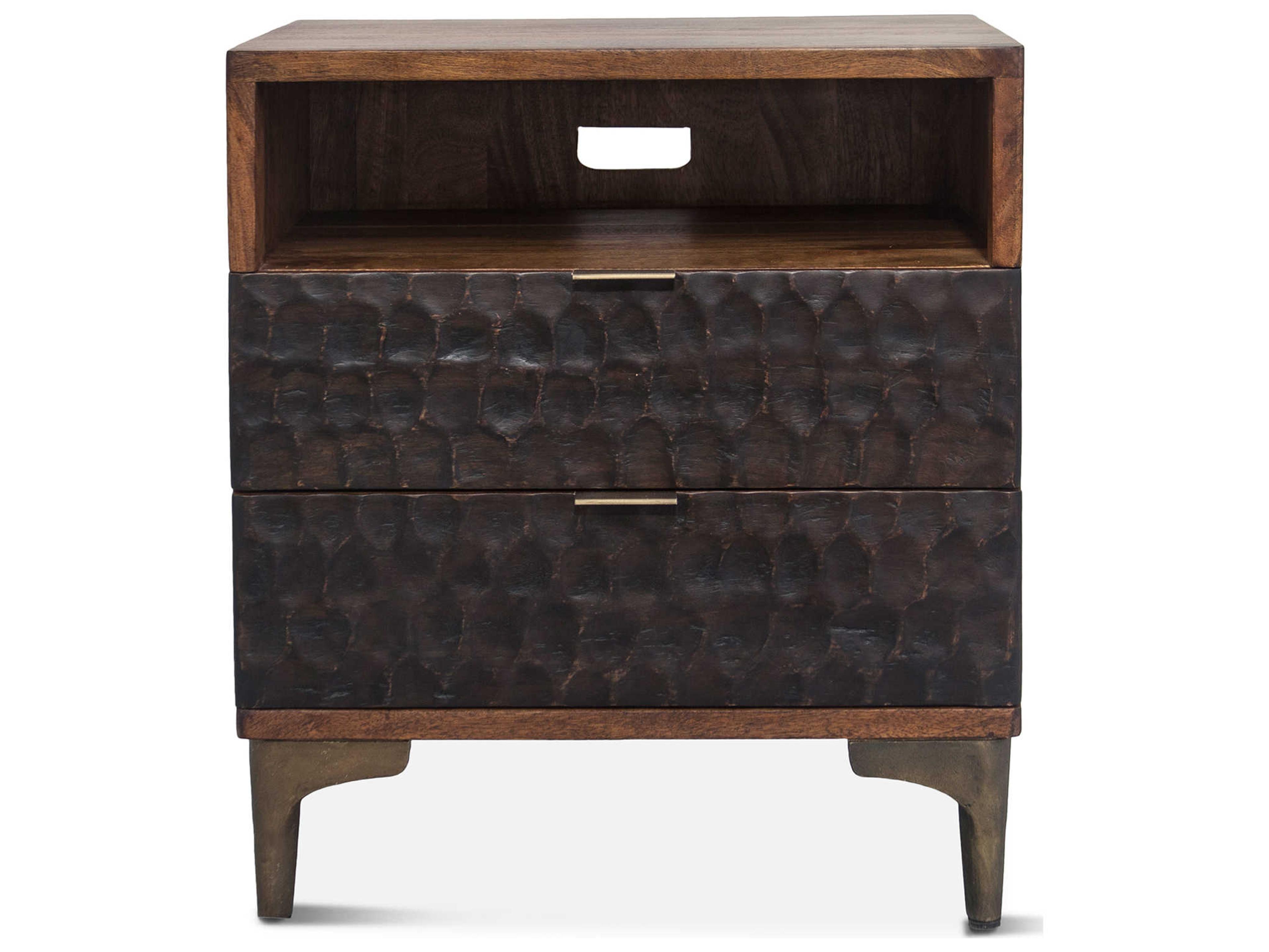 World Interiors Vallarta 2-Drawers Brown Mango Wood Chest Nightstand