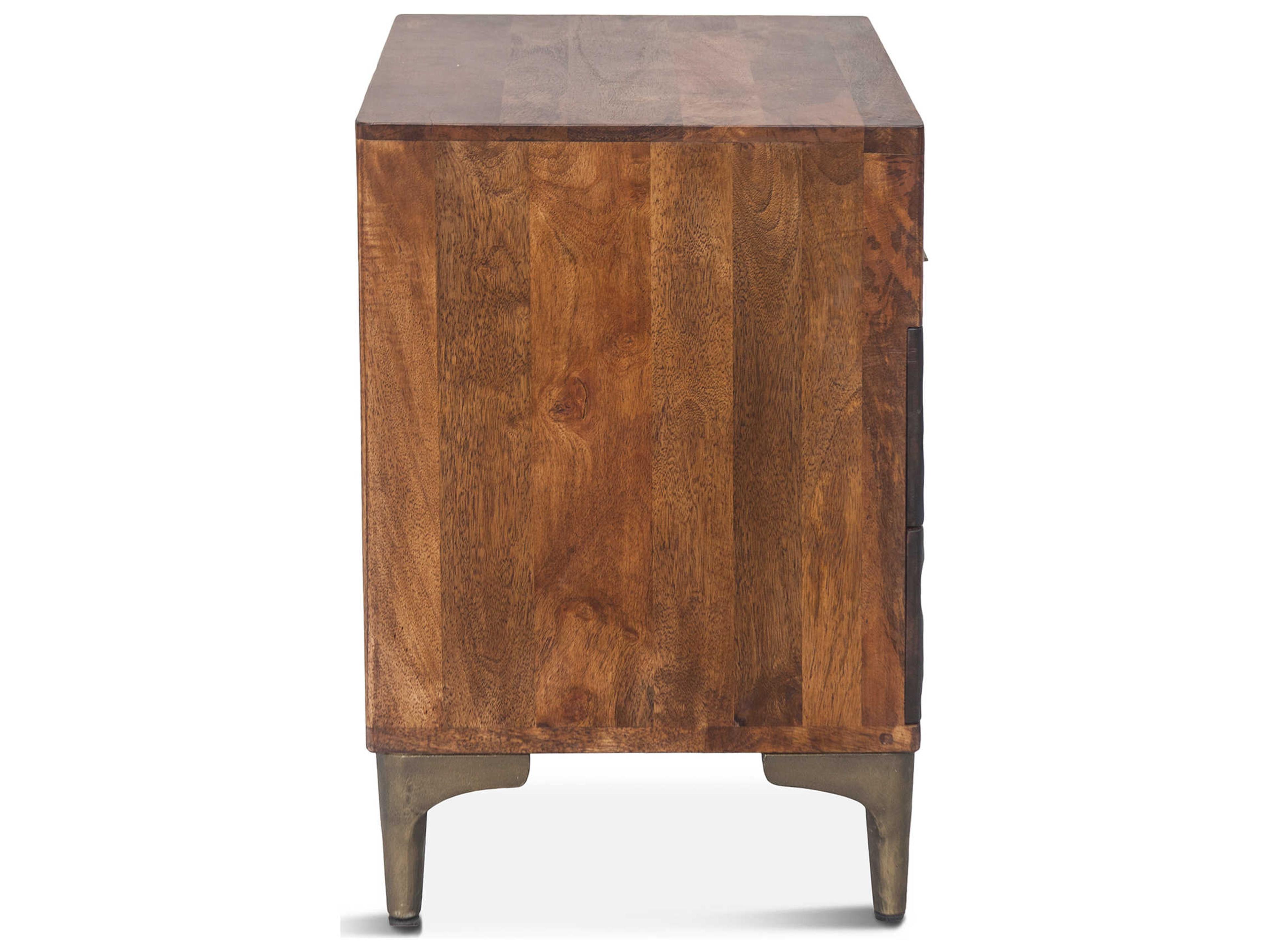 World Interiors Vallarta 2-Drawers Brown Mango Wood Chest Nightstand