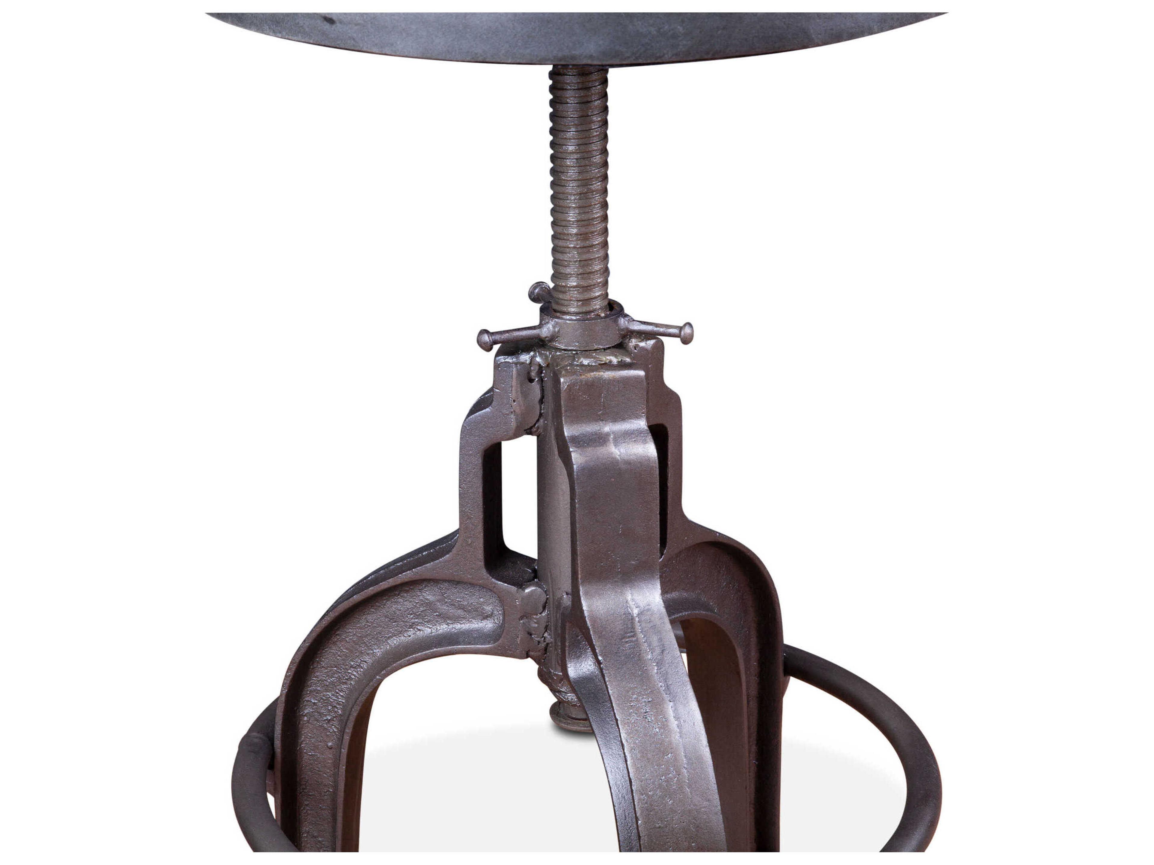 World Interiors Sterling Leather Adjustable Upholstered Bar Stool Counter Vintage Black Gunmetal