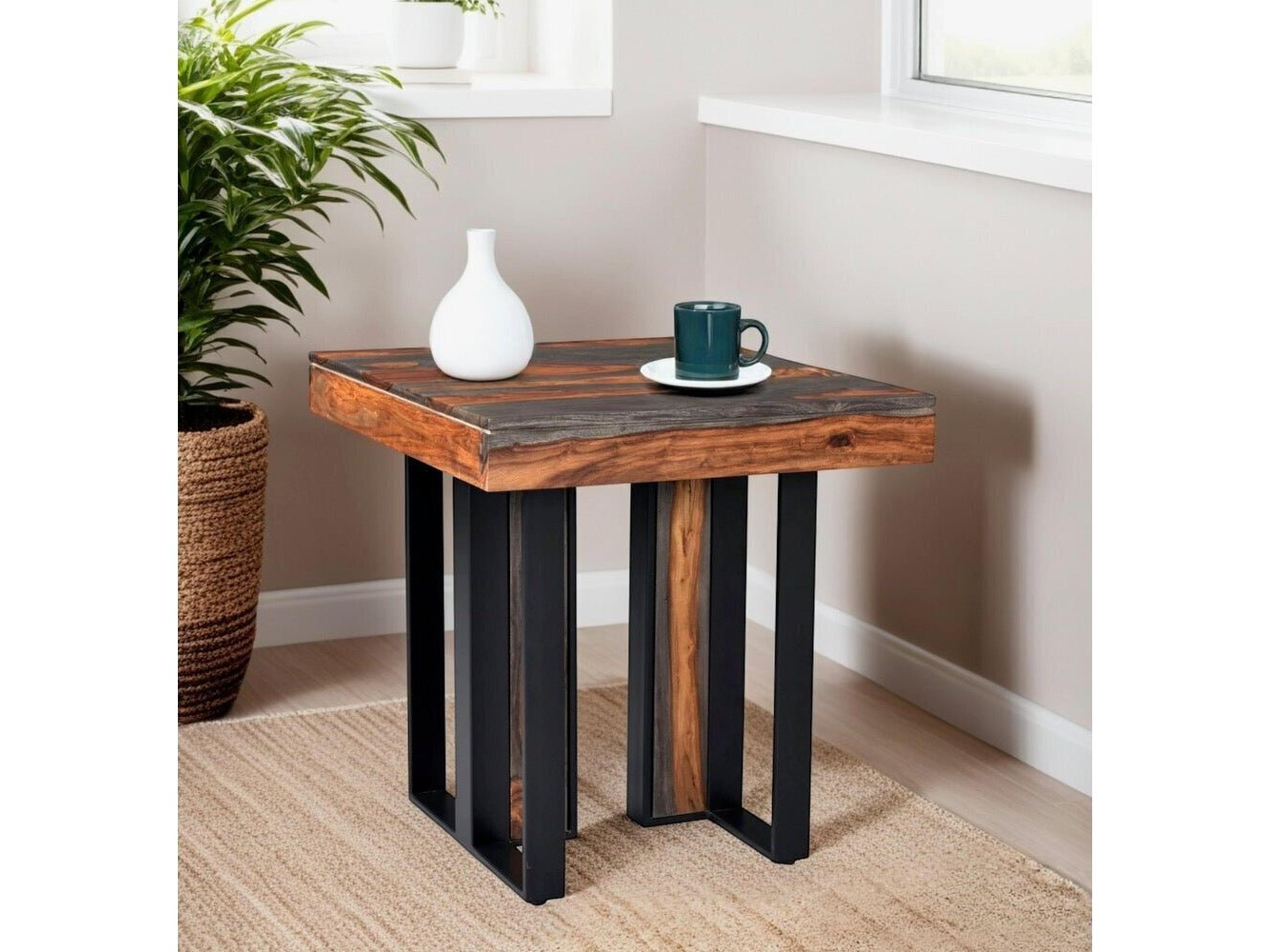 World Interiors Summit Square Wood End Table