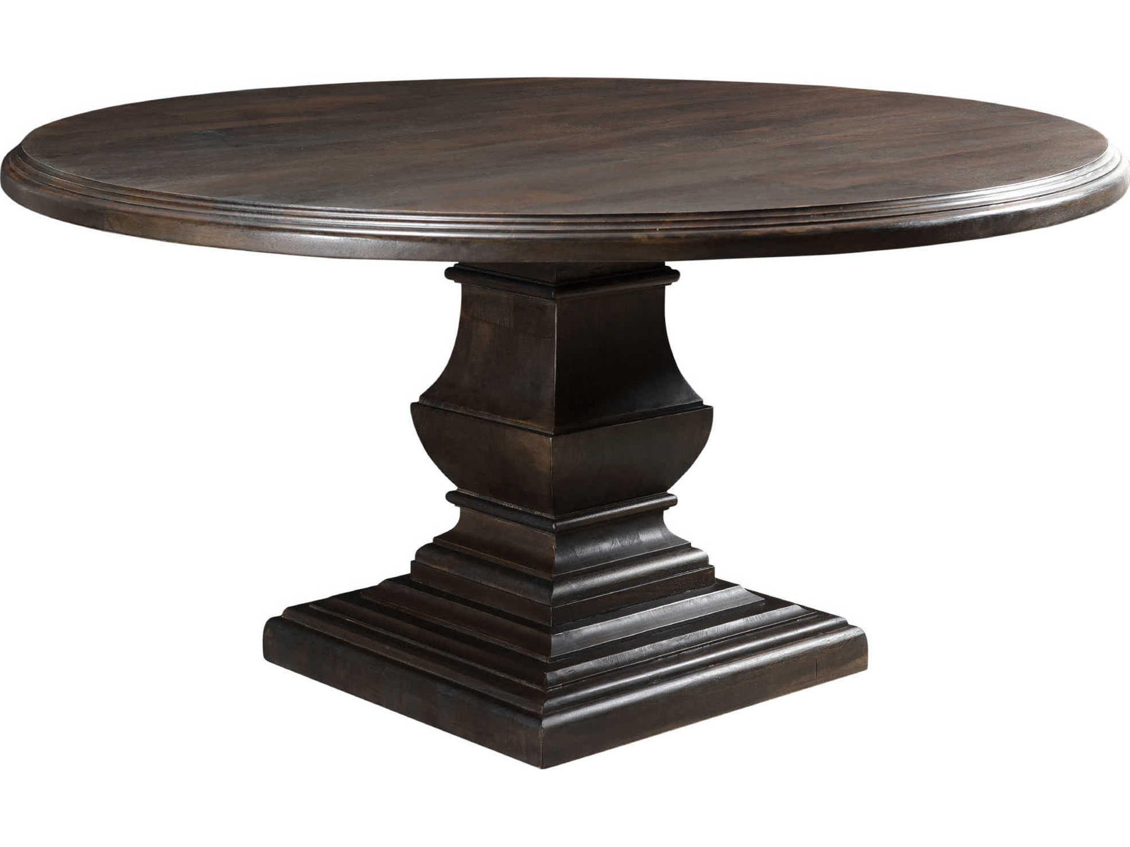 Toulon Round Wood Vintage Brown Dining Table