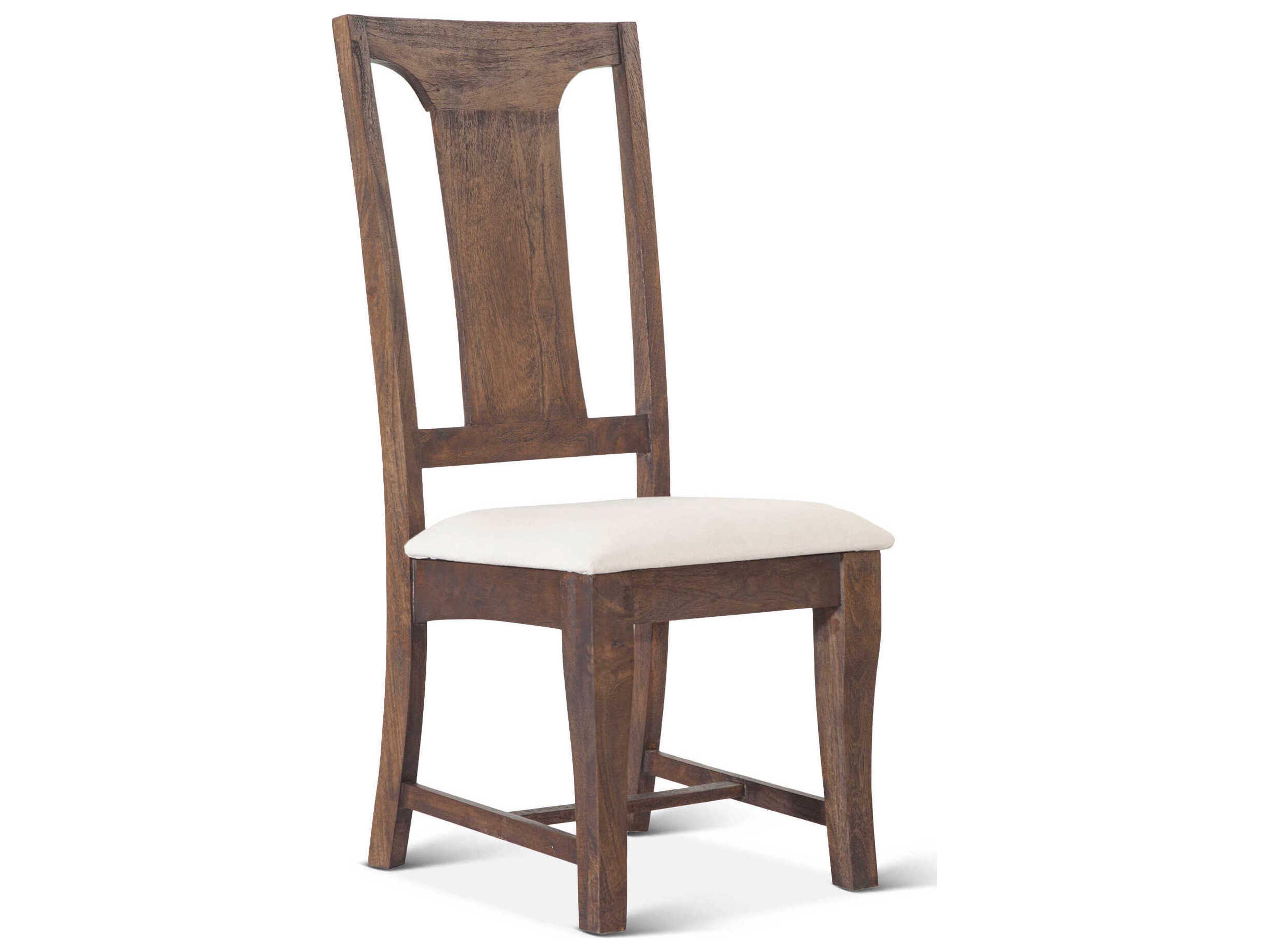 Toulon Mango Wood Brown Upholstered Side Dining Chair