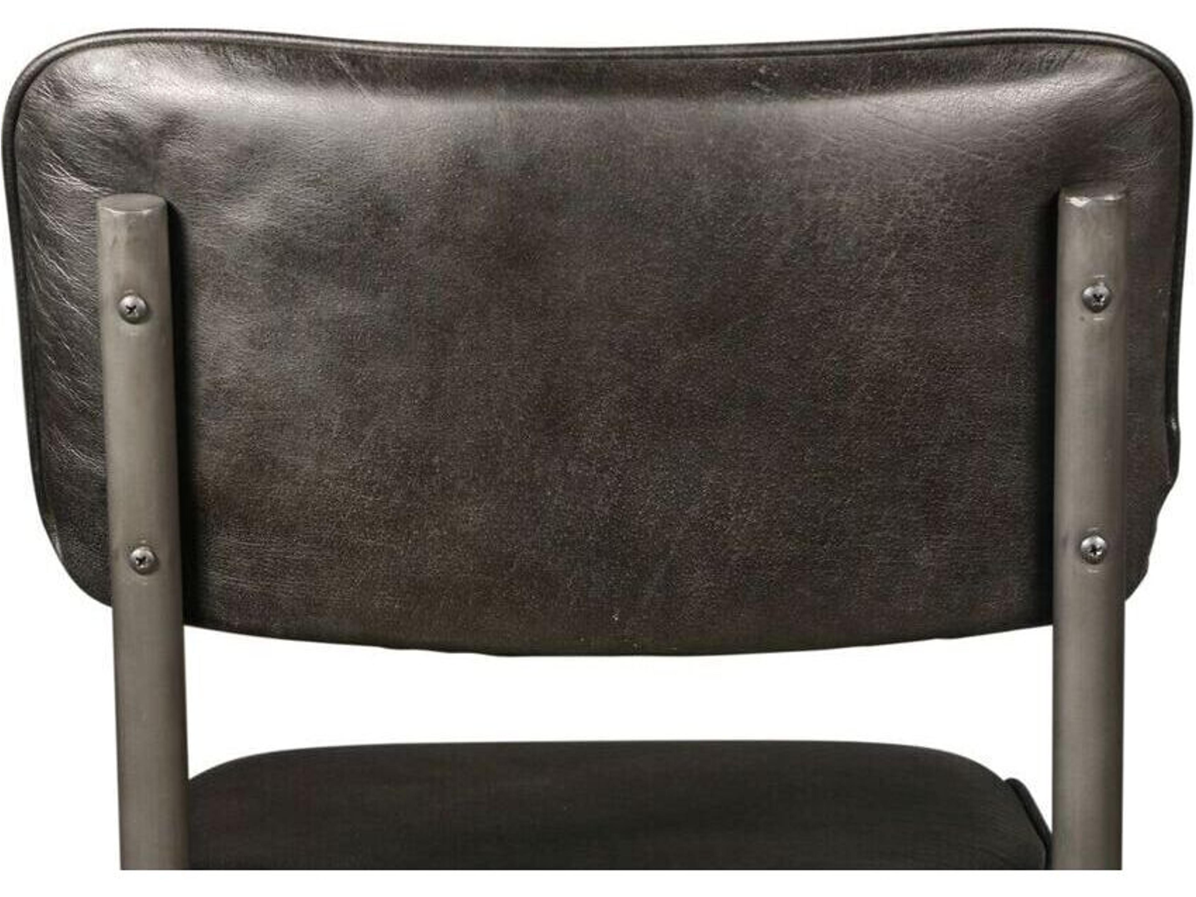 World Interiors William Black Leather Armless Dining Chair