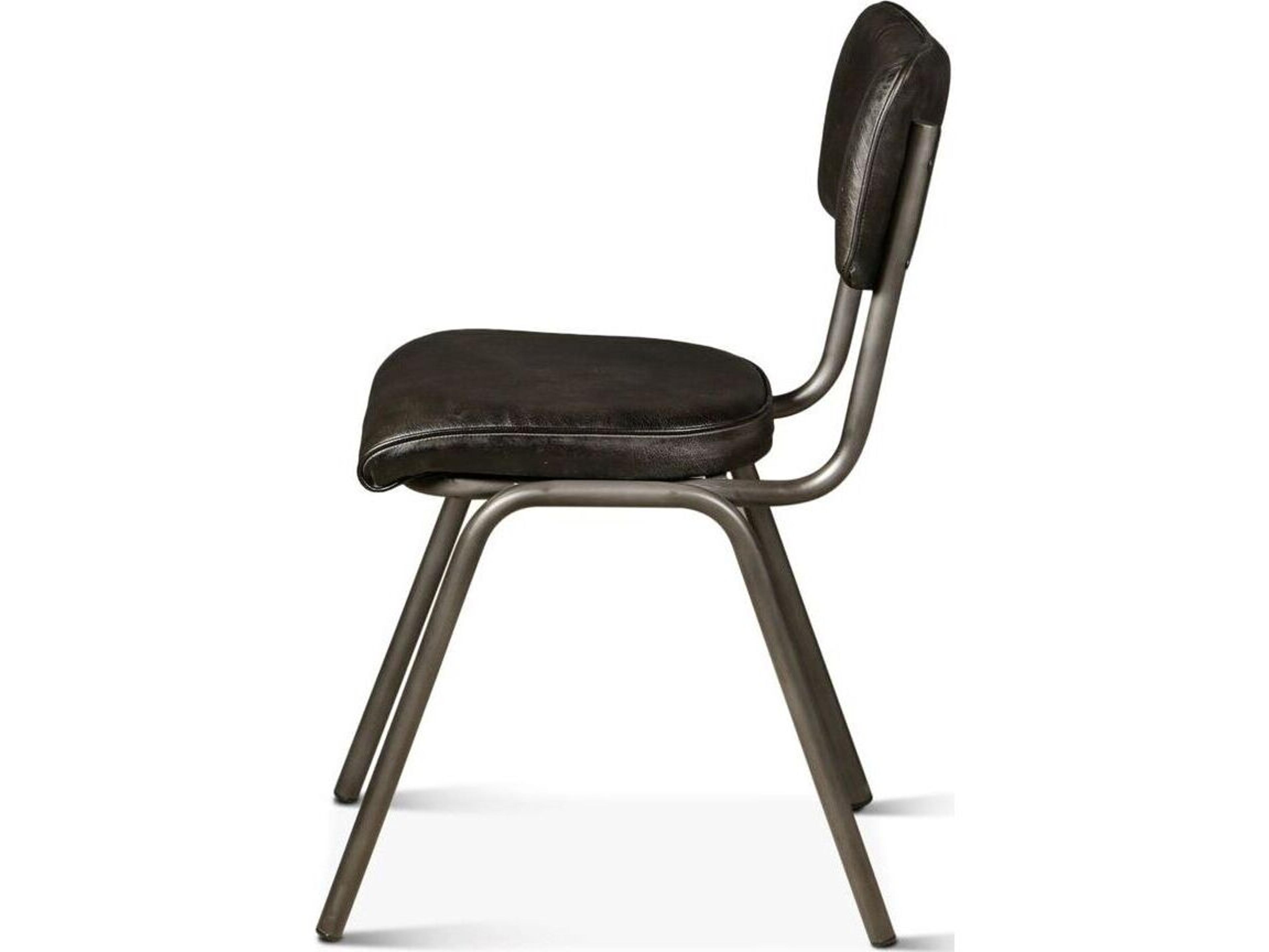 World Interiors William Black Leather Armless Dining Chair