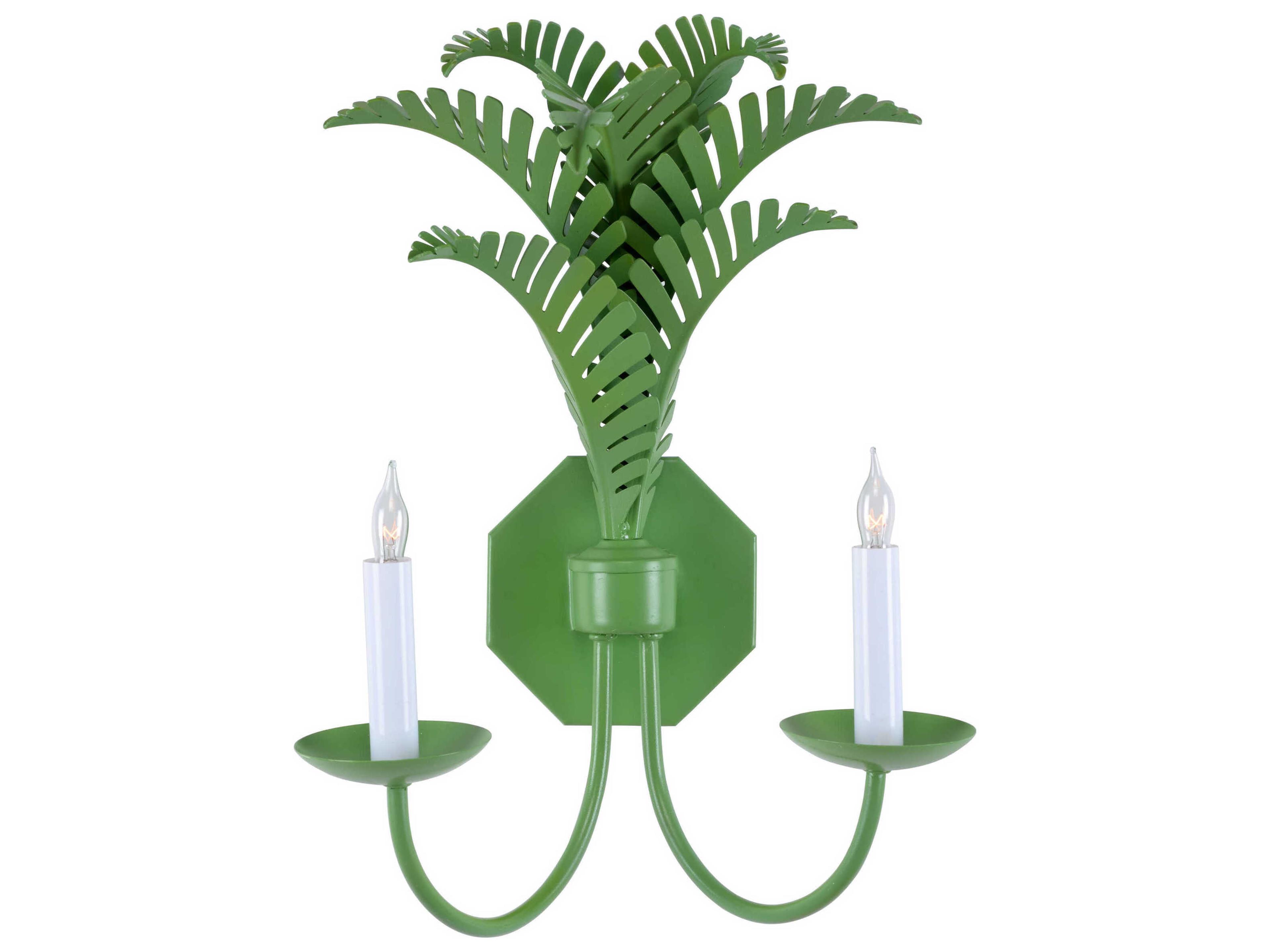 Royal Palm 2-Light Spring Green Wall Sconce
