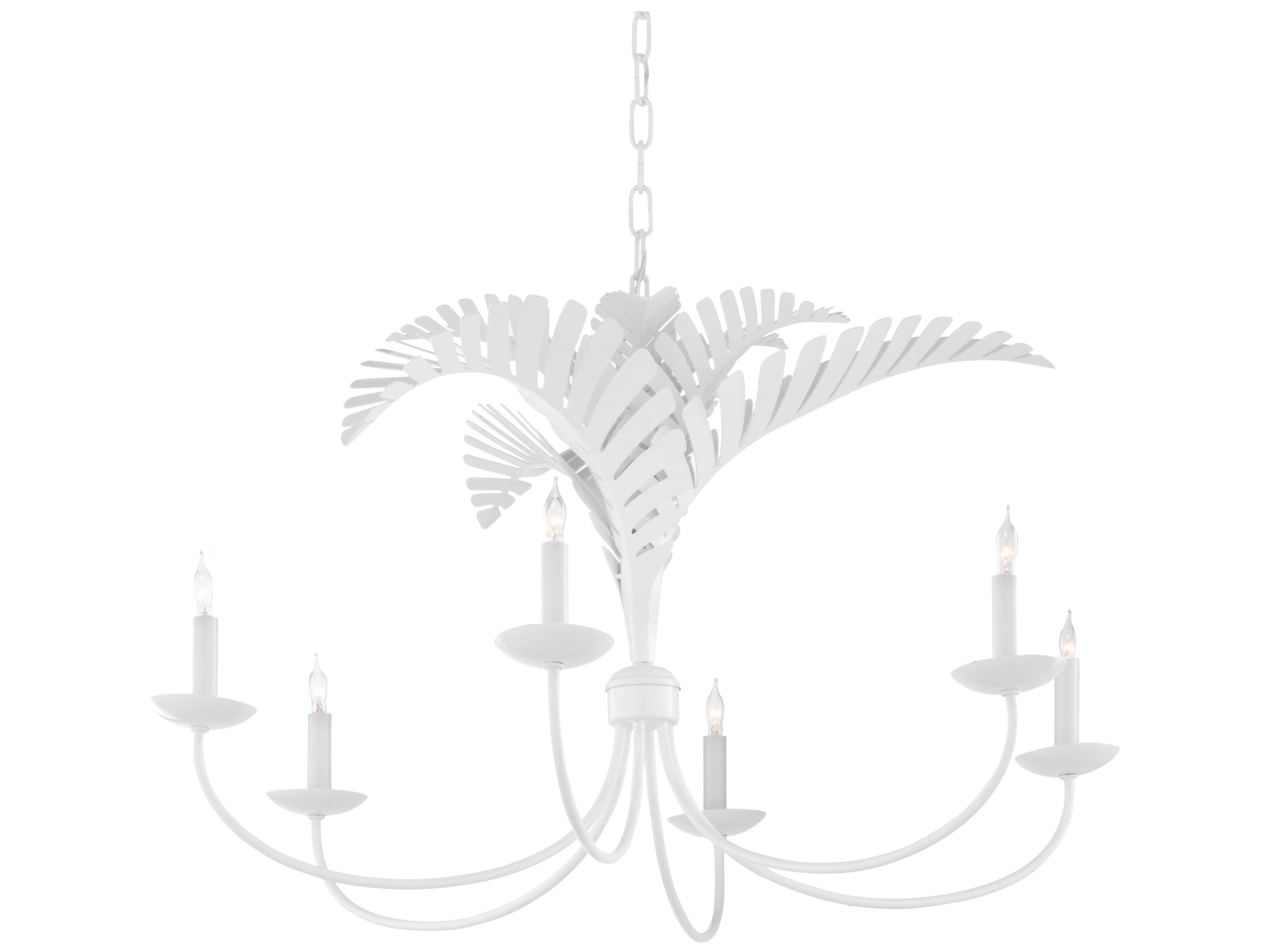 Royal Palm 6-Light White Candelabra Chandelier