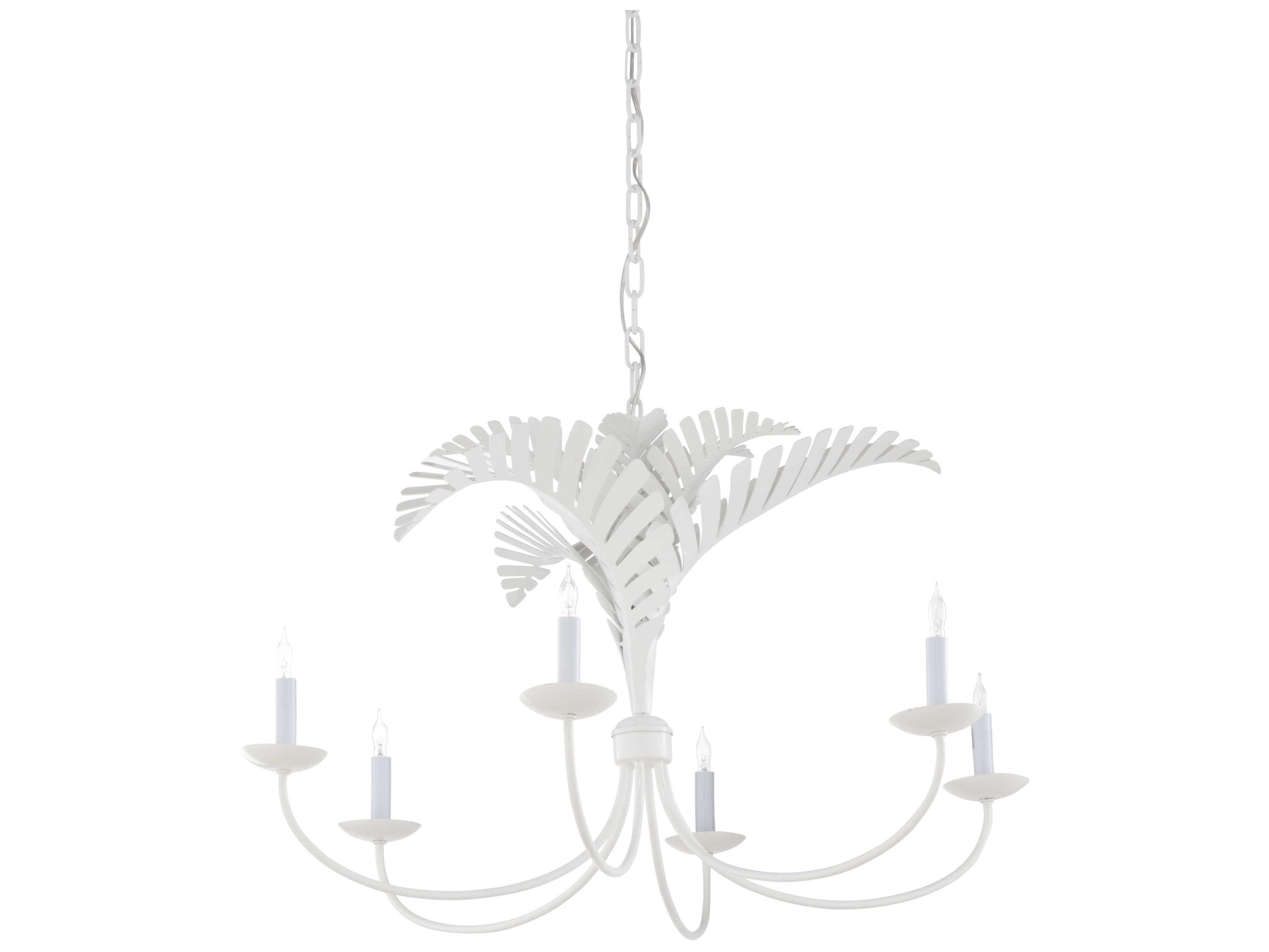 Wildwood Royal Palm 6-Light White Candelabra Chandelier