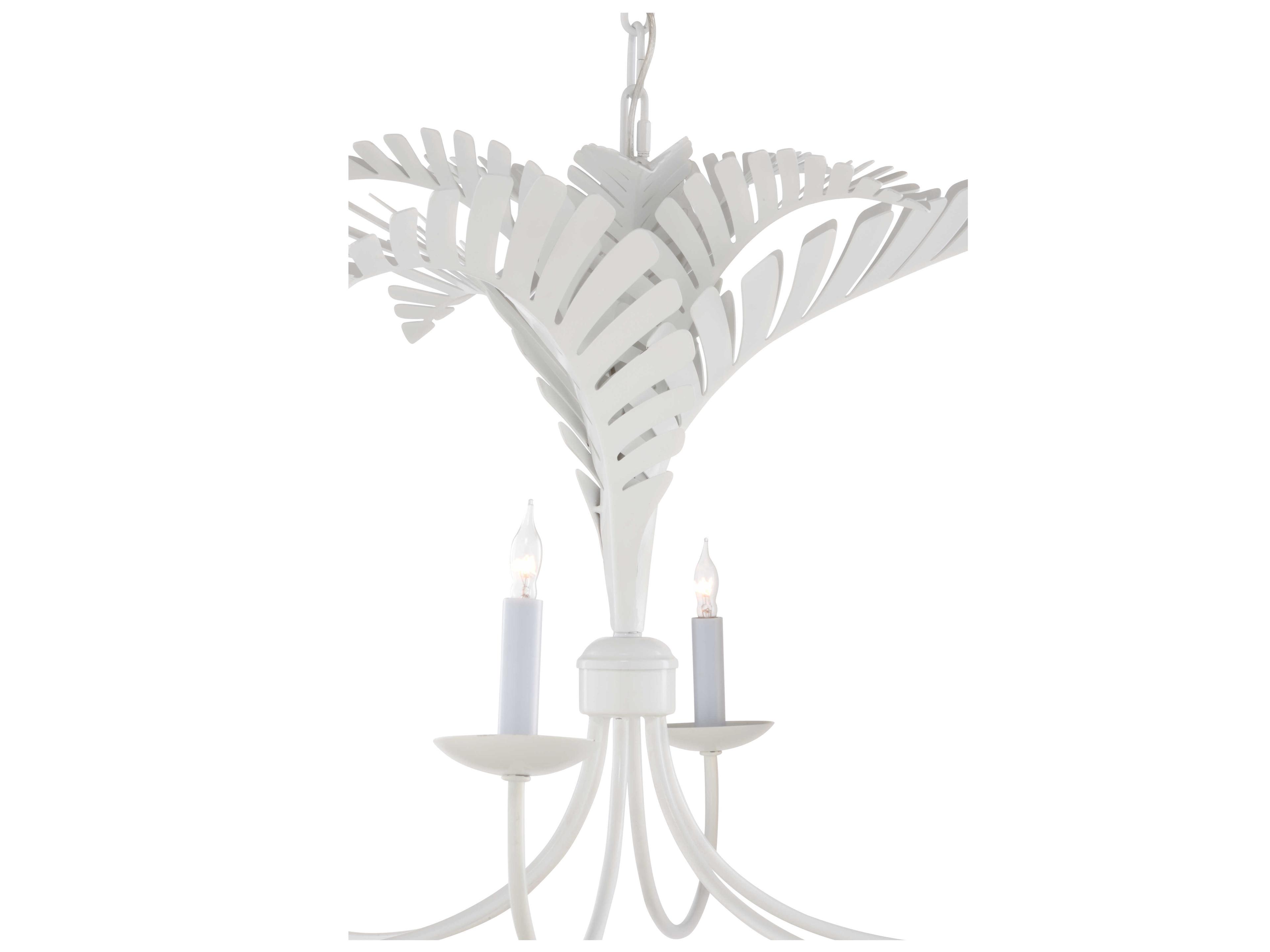 Wildwood Royal Palm 6-Light White Candelabra Chandelier