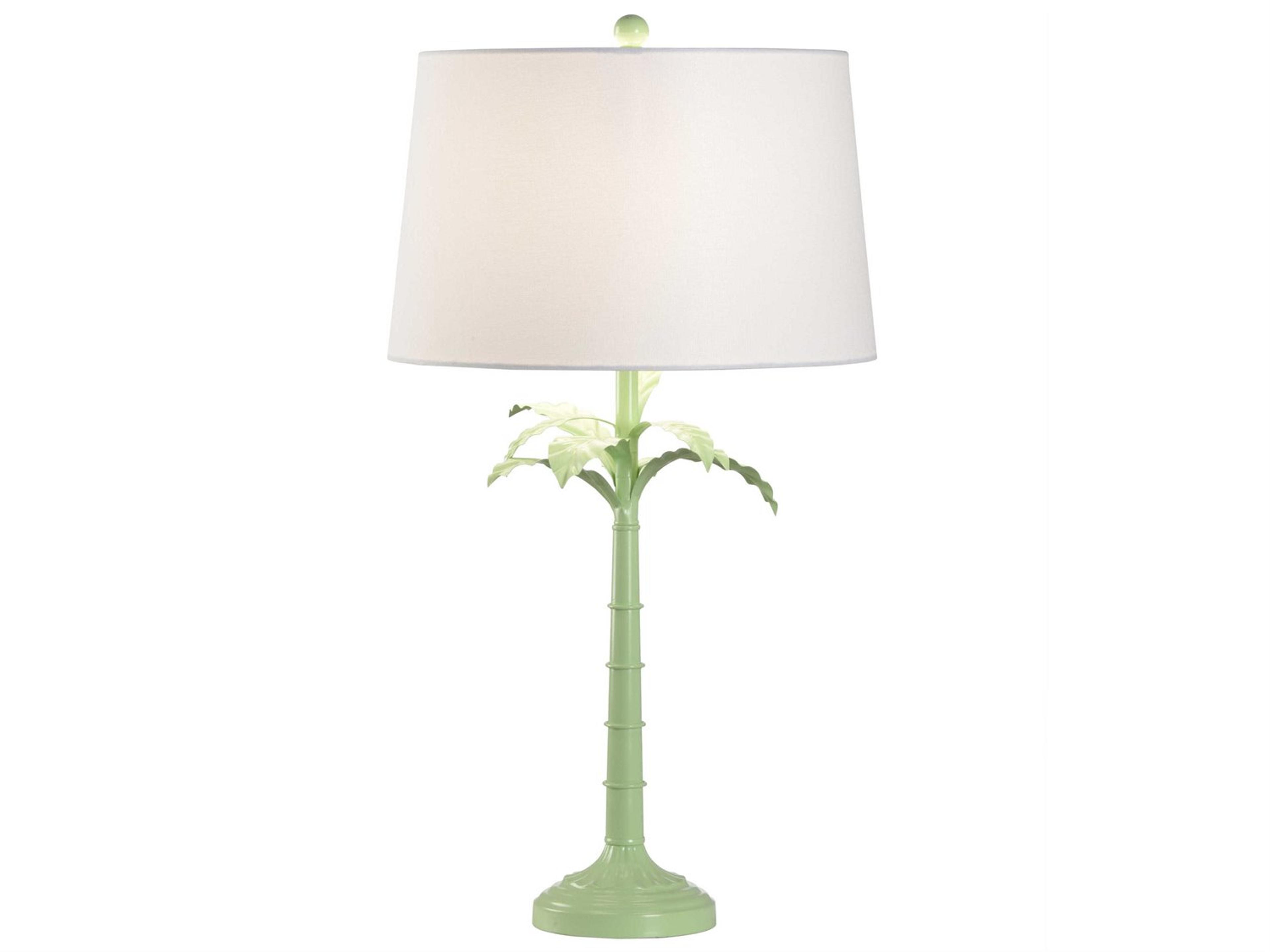 Palma Spring Green White Linen Buffet Lamp