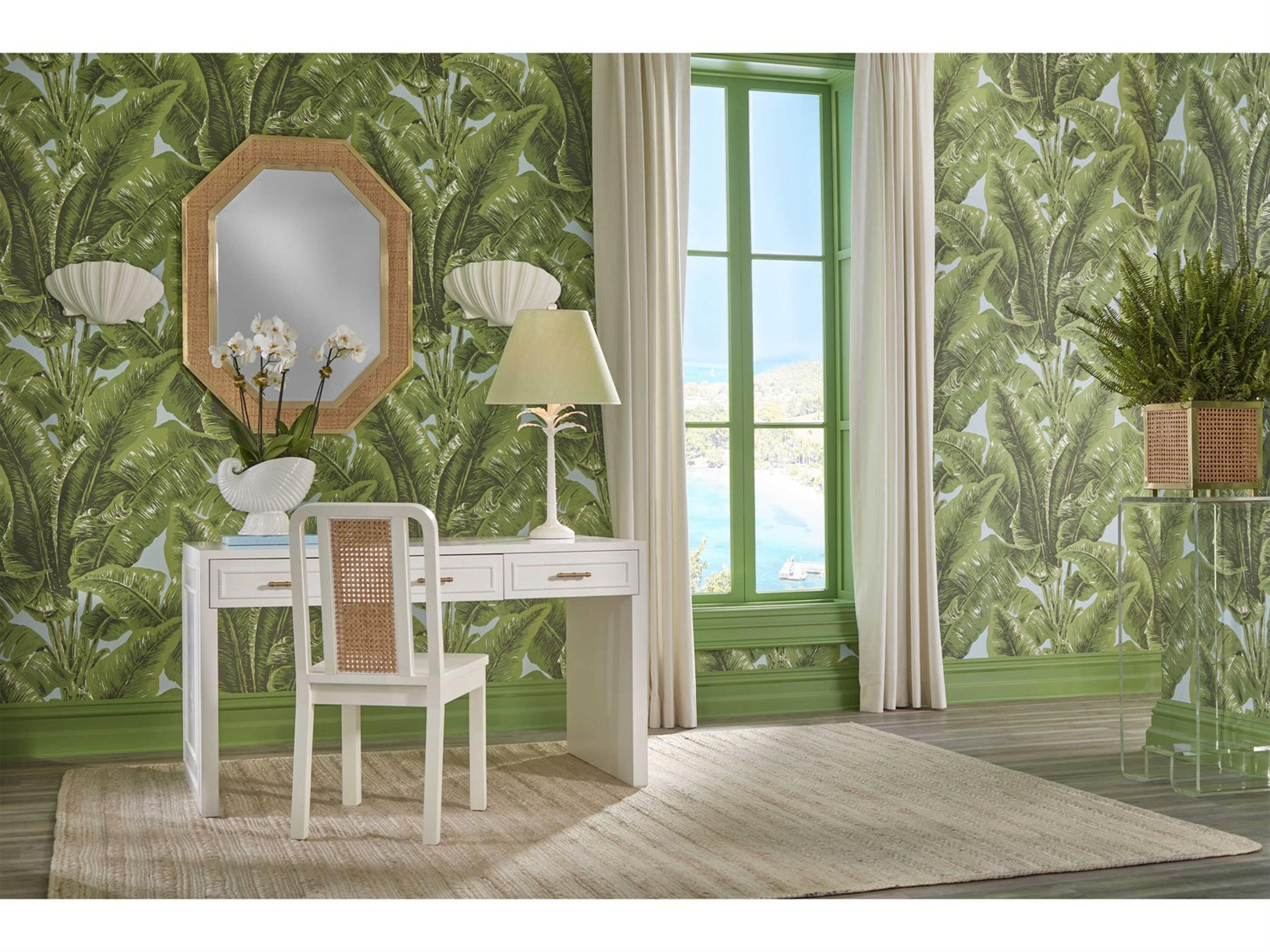 Wildwood Palma Spring Green White Linen Buffet Lamp