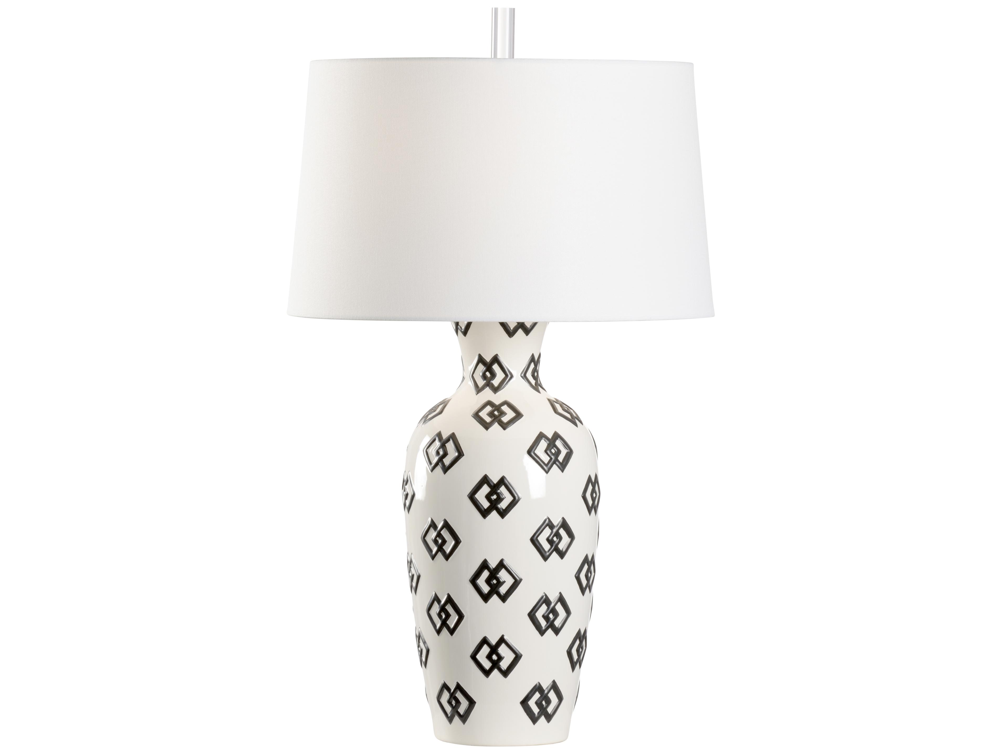 Wildwood Linked In White Black Linen Buffet Lamp