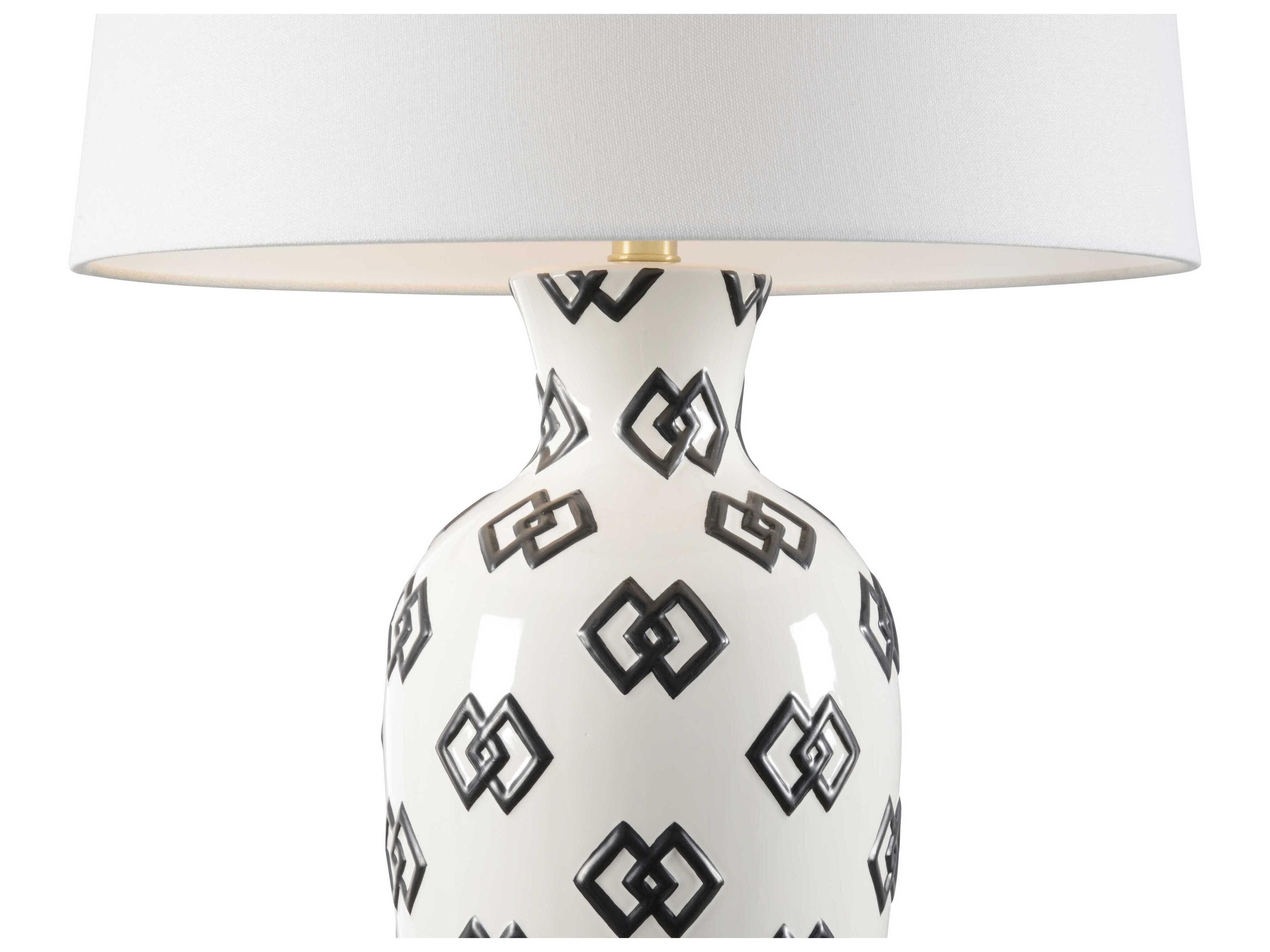 Wildwood Linked In White Black Linen Buffet Lamp