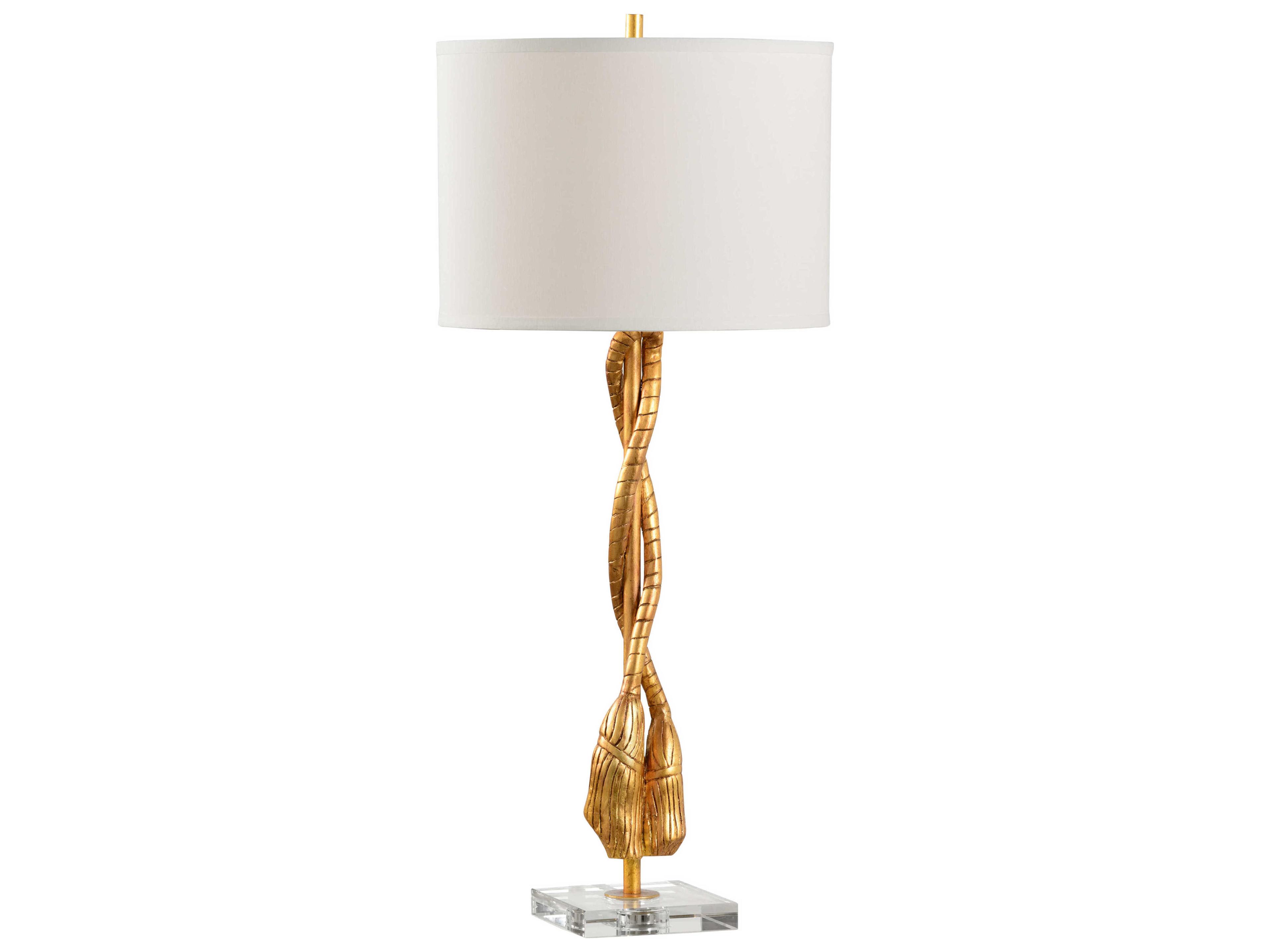 Pomp and Circumstance Gold White Linen Buffet Lamp