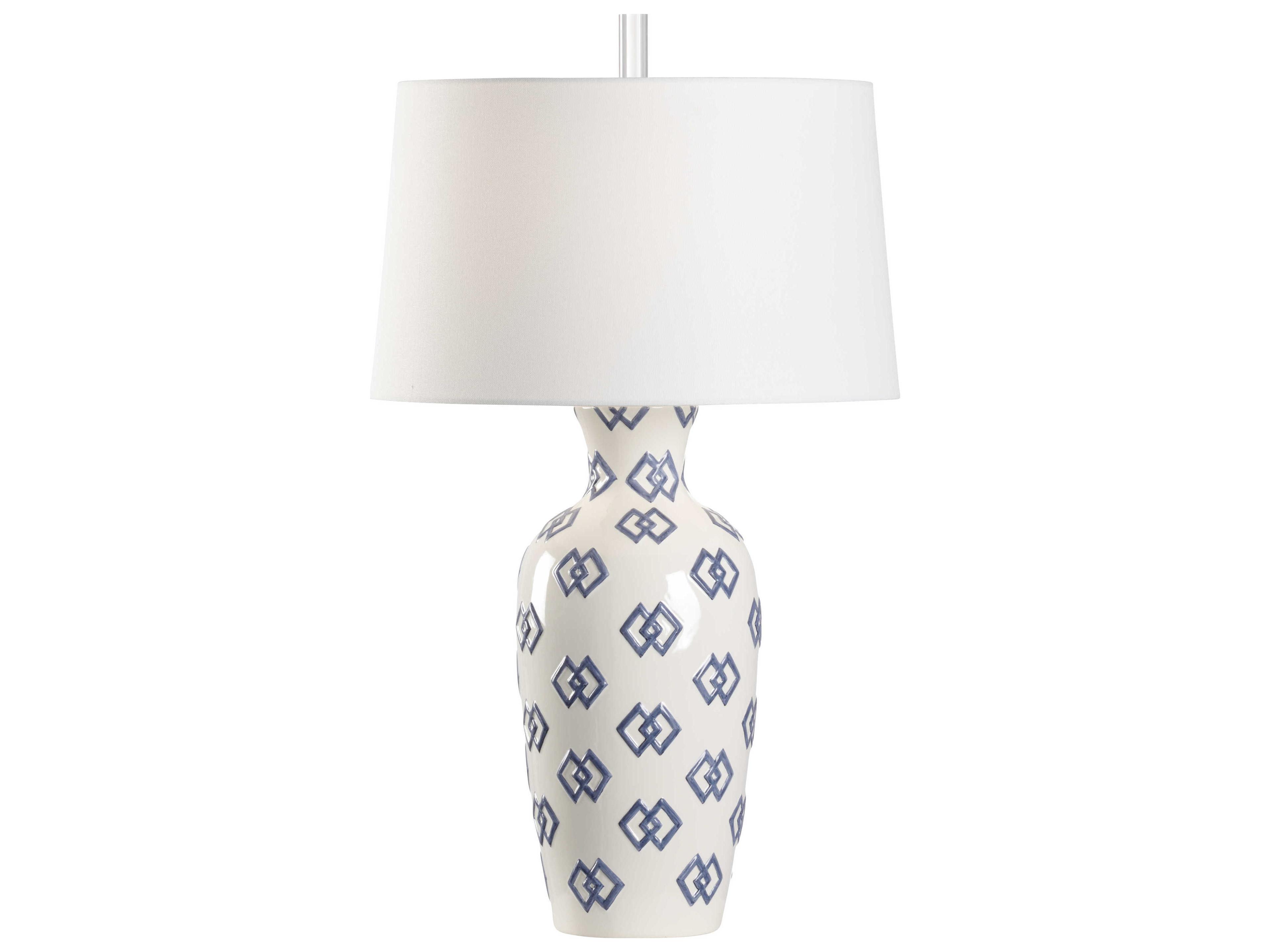 Linked In White Blue Linen Buffet Lamp