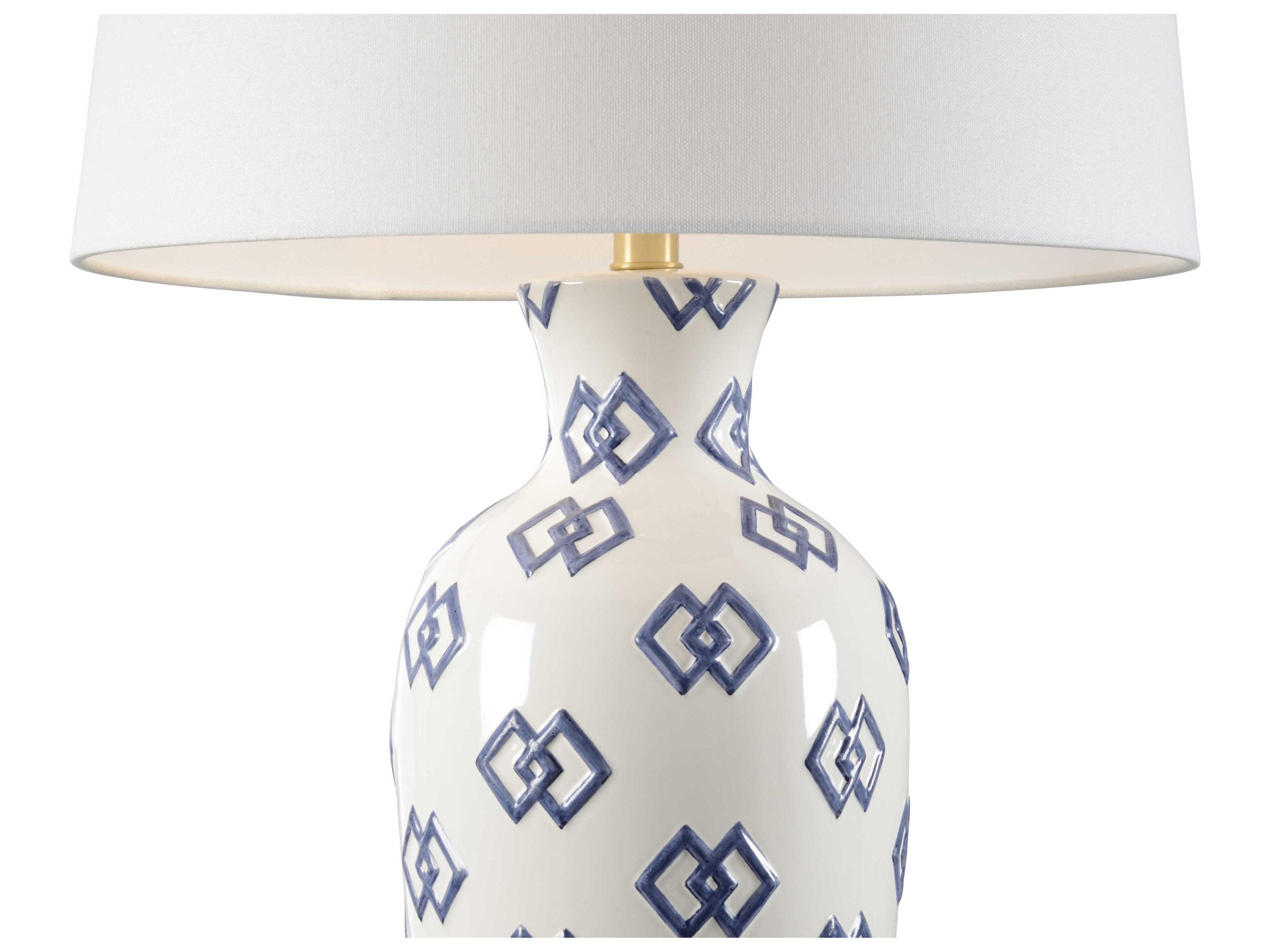 Wildwood Linked In White Blue Linen Buffet Lamp