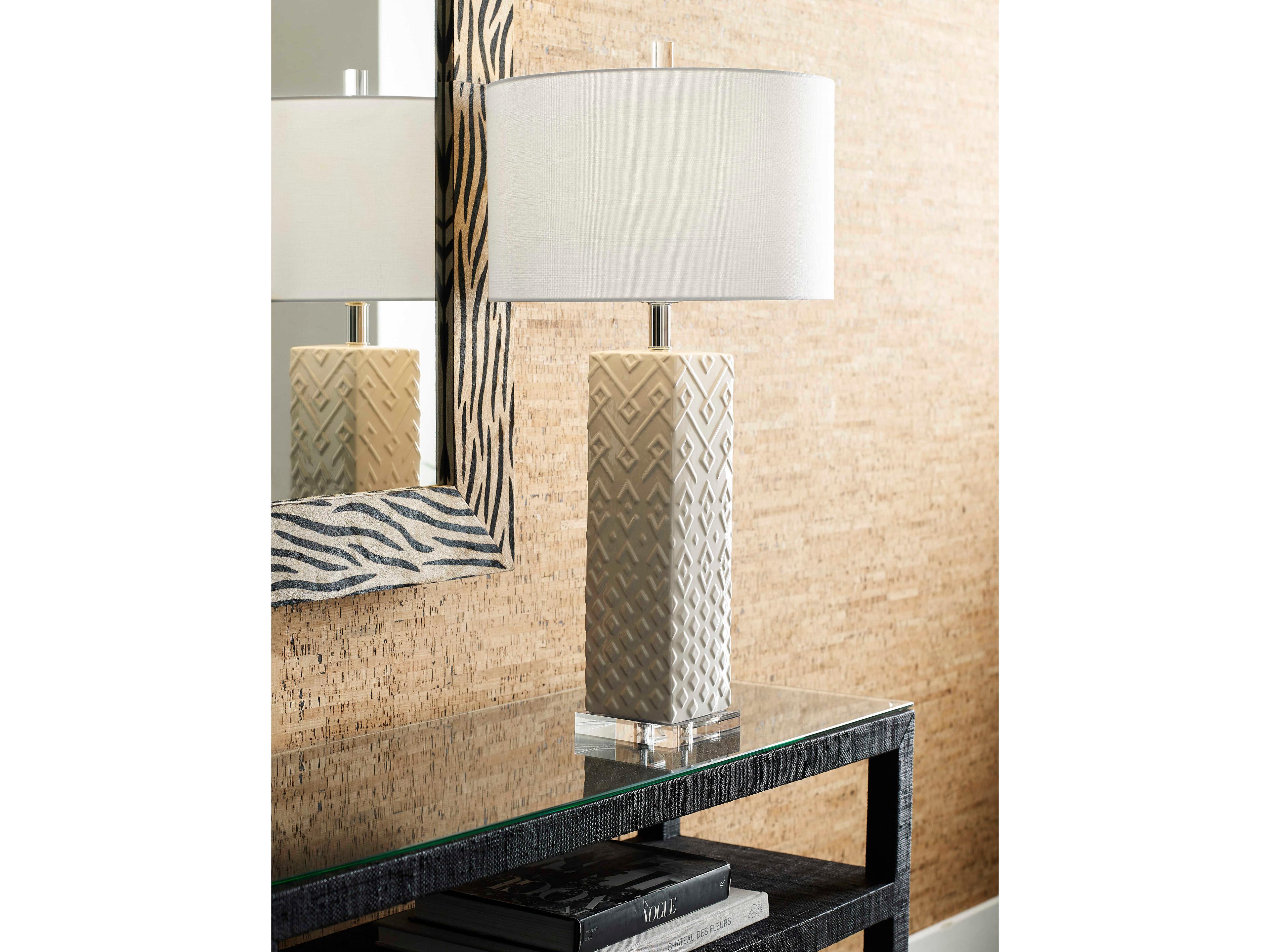 Wildwood Ujamaa White Off Linen Buffet Lamp