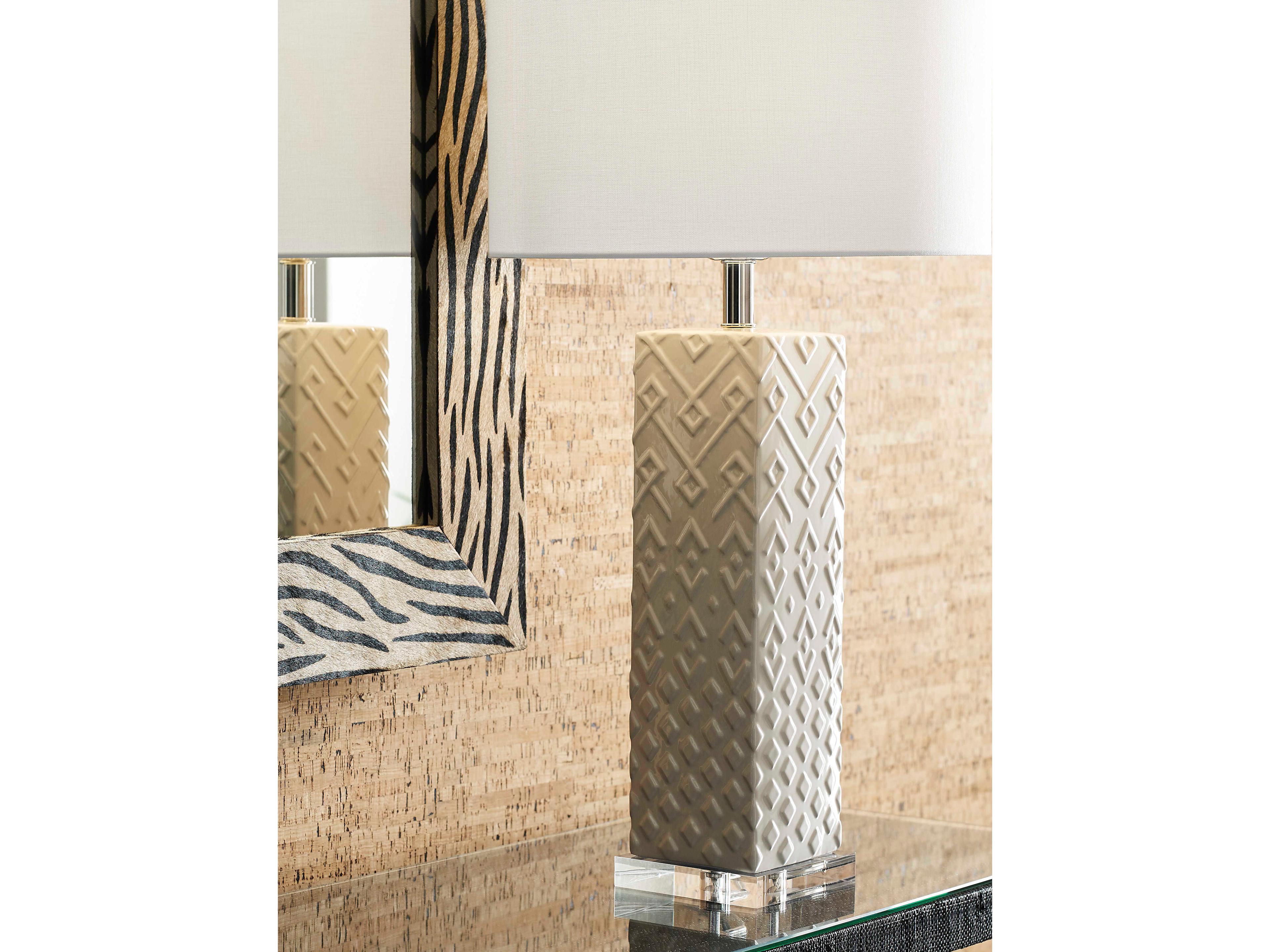 Wildwood Ujamaa White Off Linen Buffet Lamp