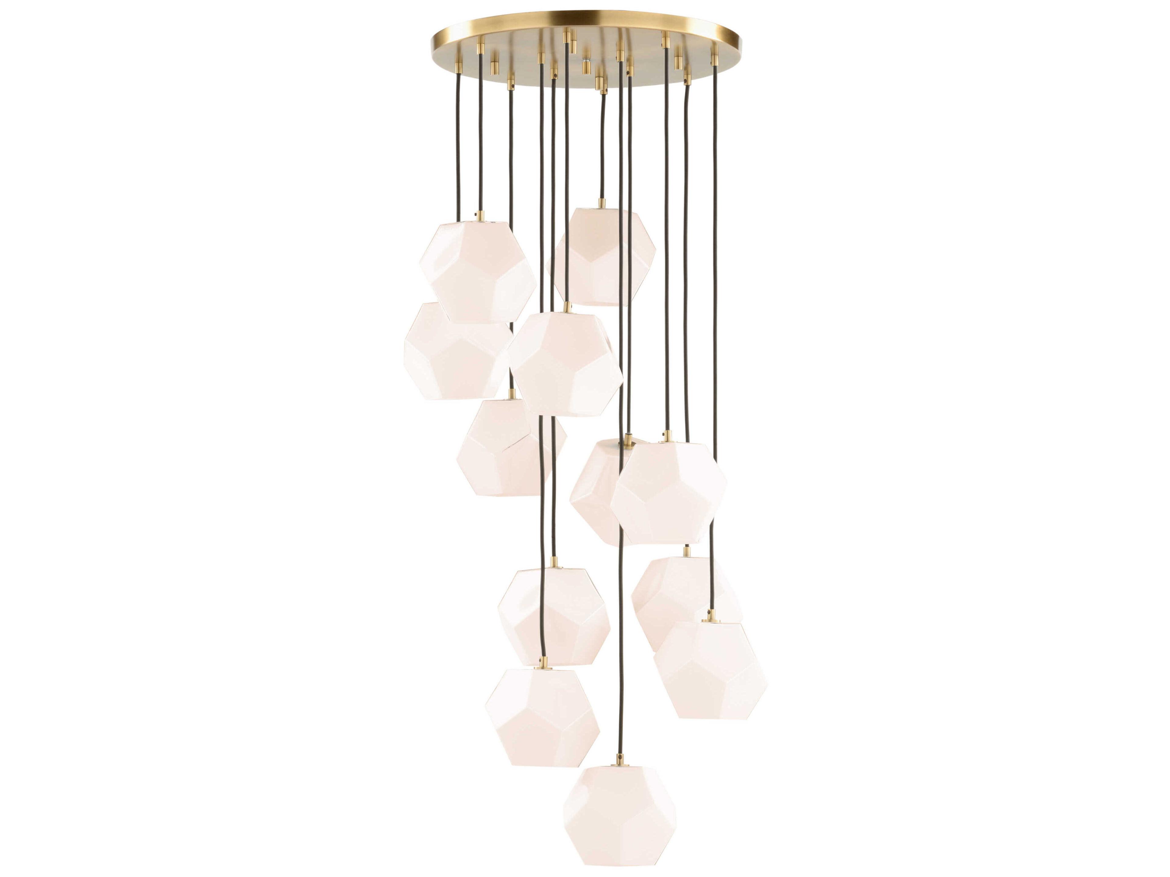 Indicus 12-Light Antique Brass Black White Geometric Pendant