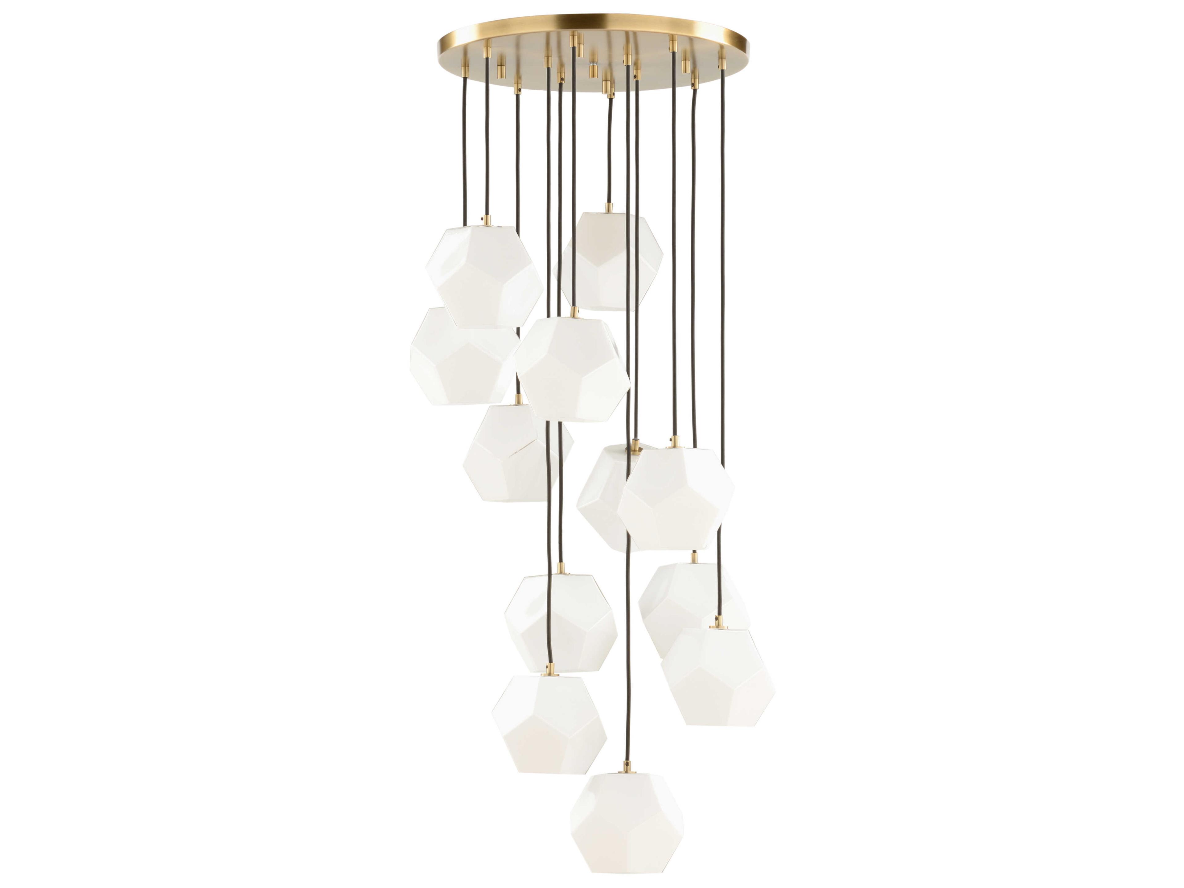 Wildwood Indicus 12-Light Antique Brass Black White Geometric Pendant