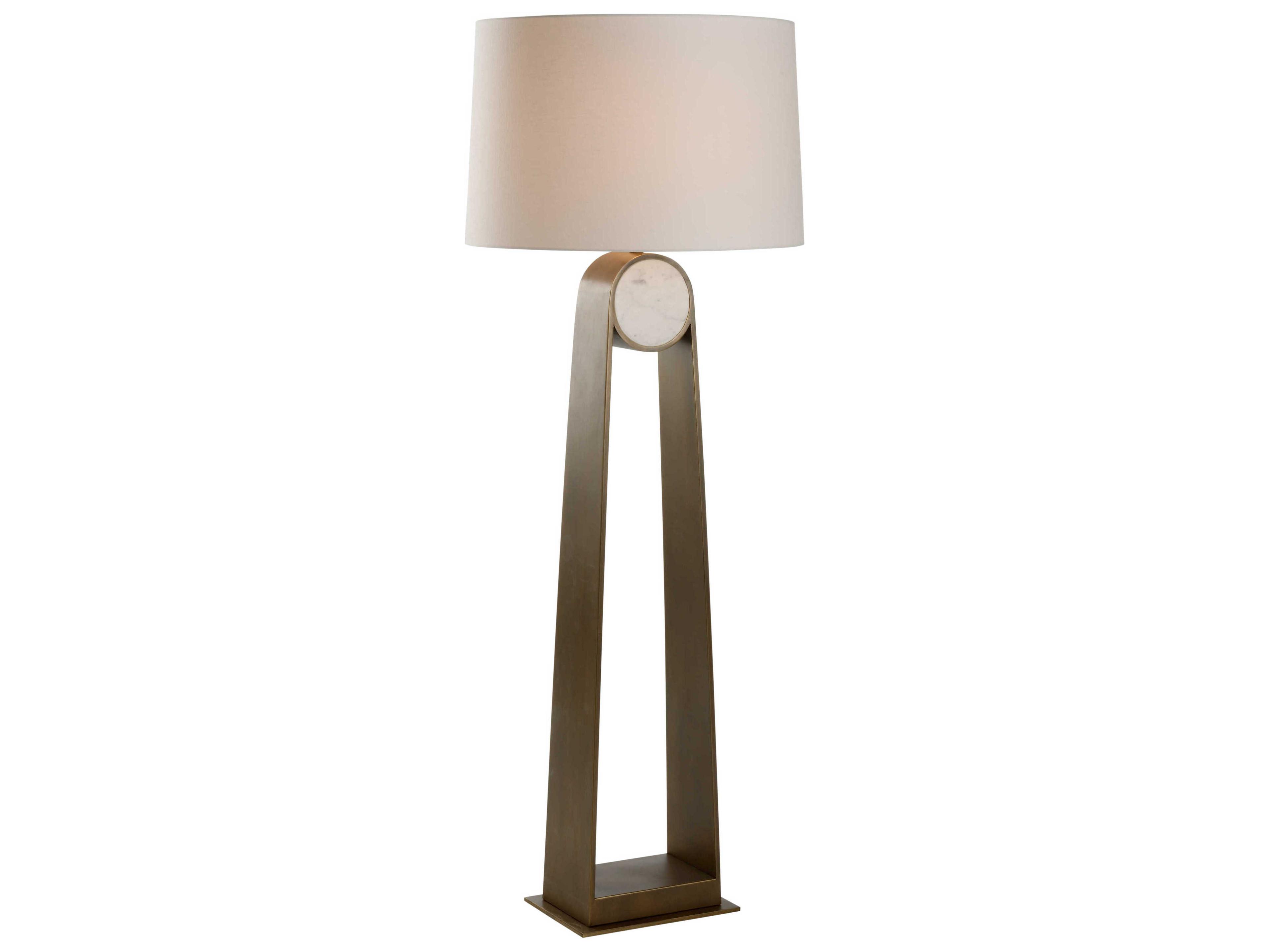 Emmons Natural White Bronze Off Linen Floor Lamp