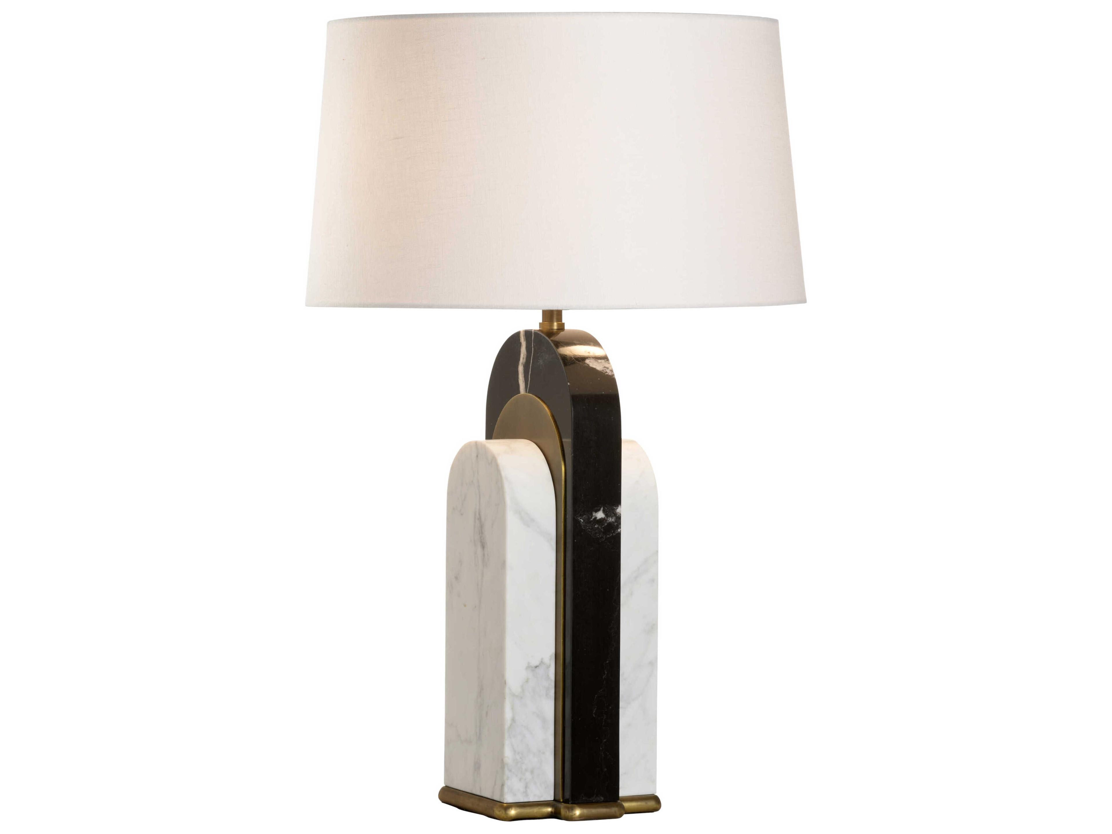 Channarock Black White Off Linen Buffet Lamp