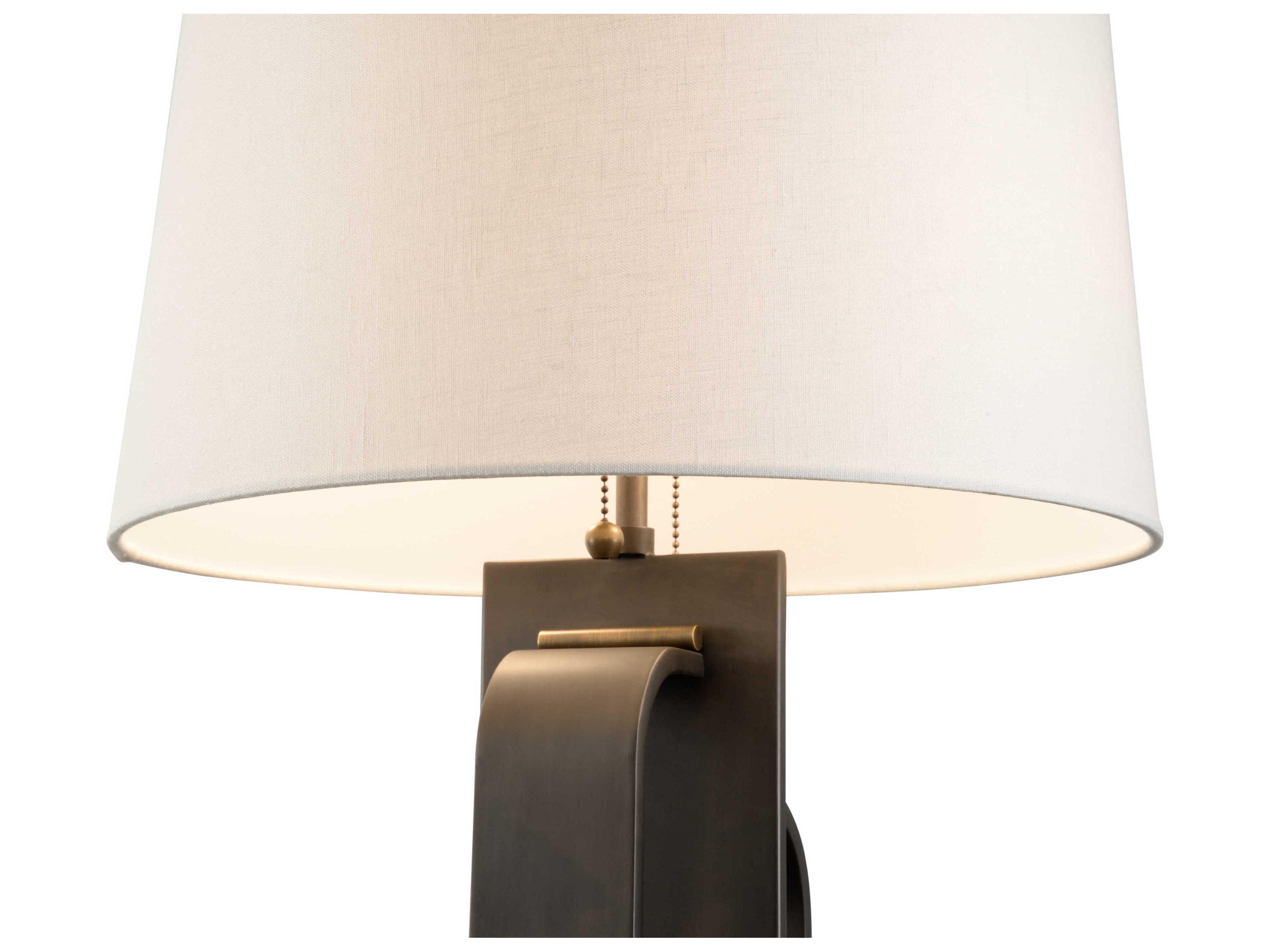 Wildwood Brazing Bronze Antique Brass Off White Linen Buffet Lamp