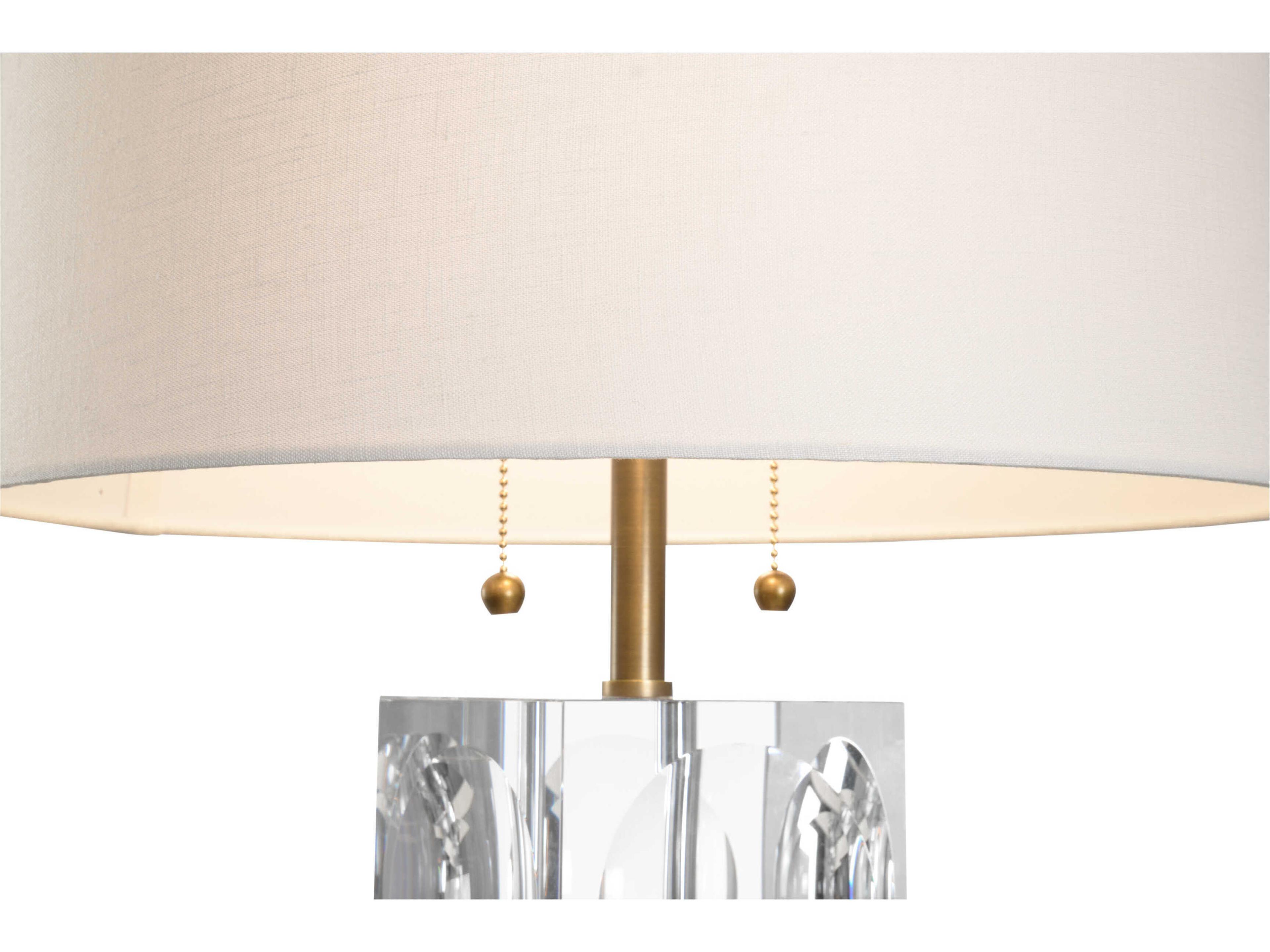 Wildwood Lasater Clear Antique Brass Off White Linen Buffet Lamp