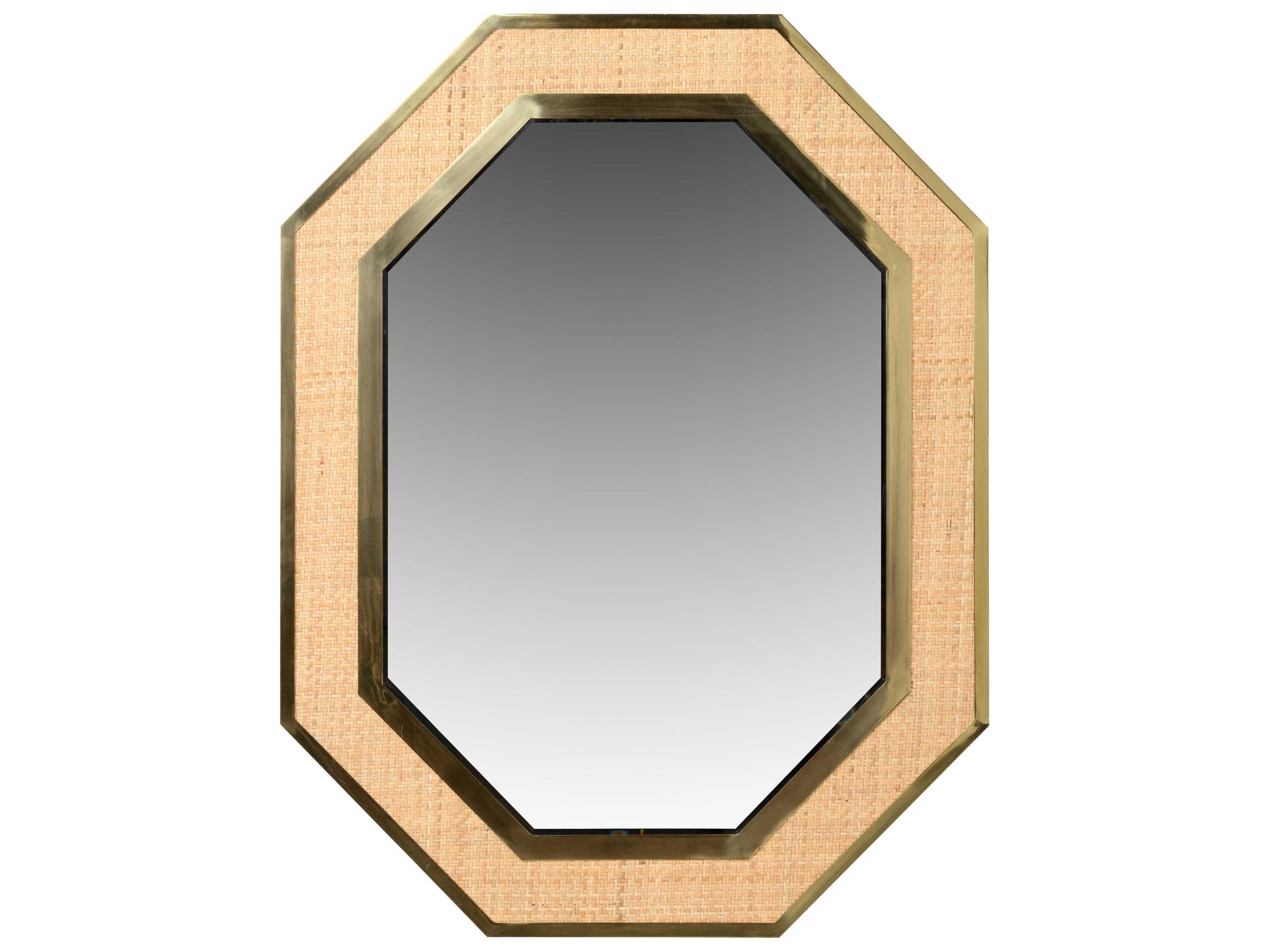 Dunbar Brass and Cane Octagon Wall Mirror