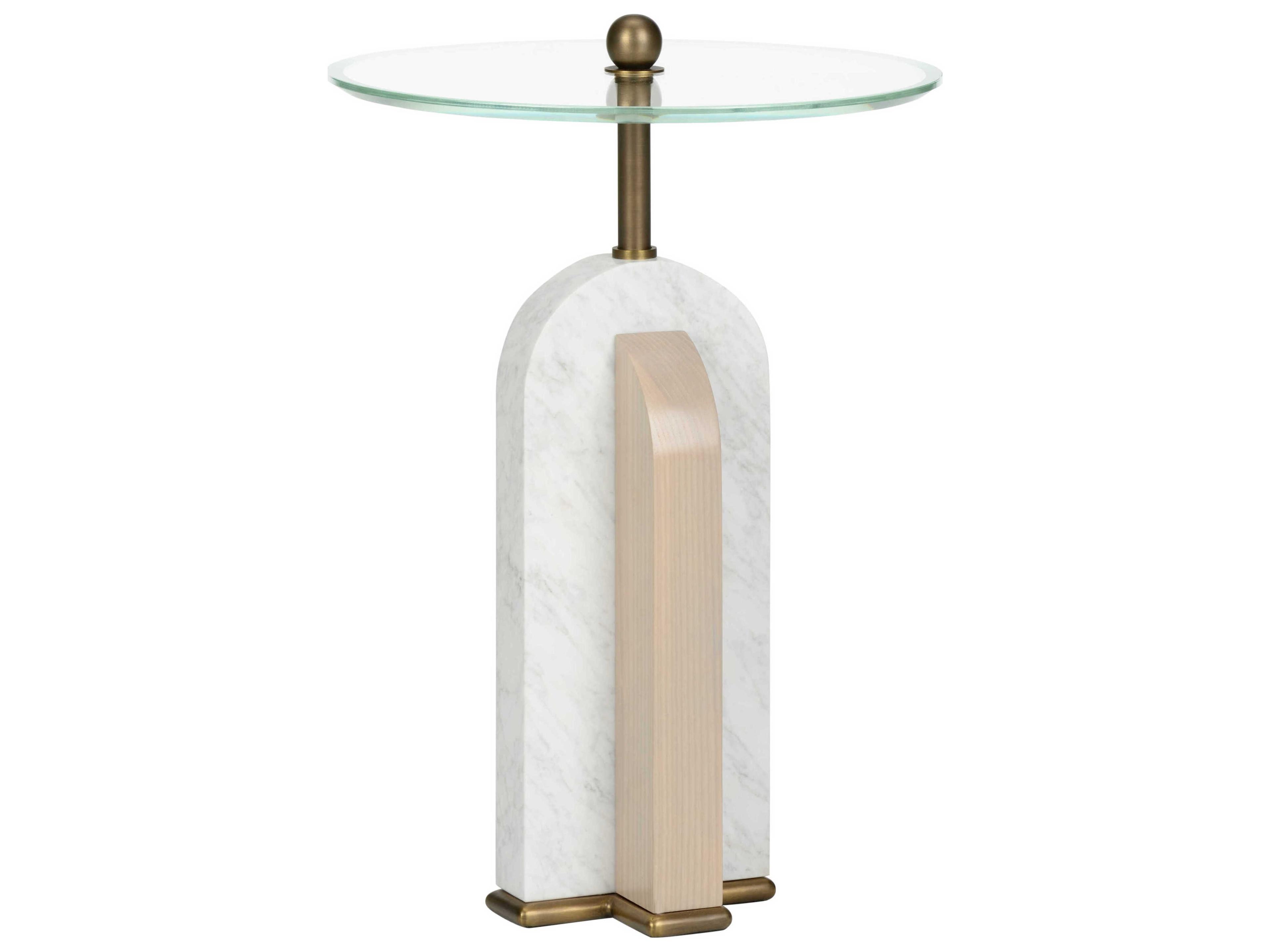 Wildwood Channarock Round Glass Natural White Rift Cut Oak End Table