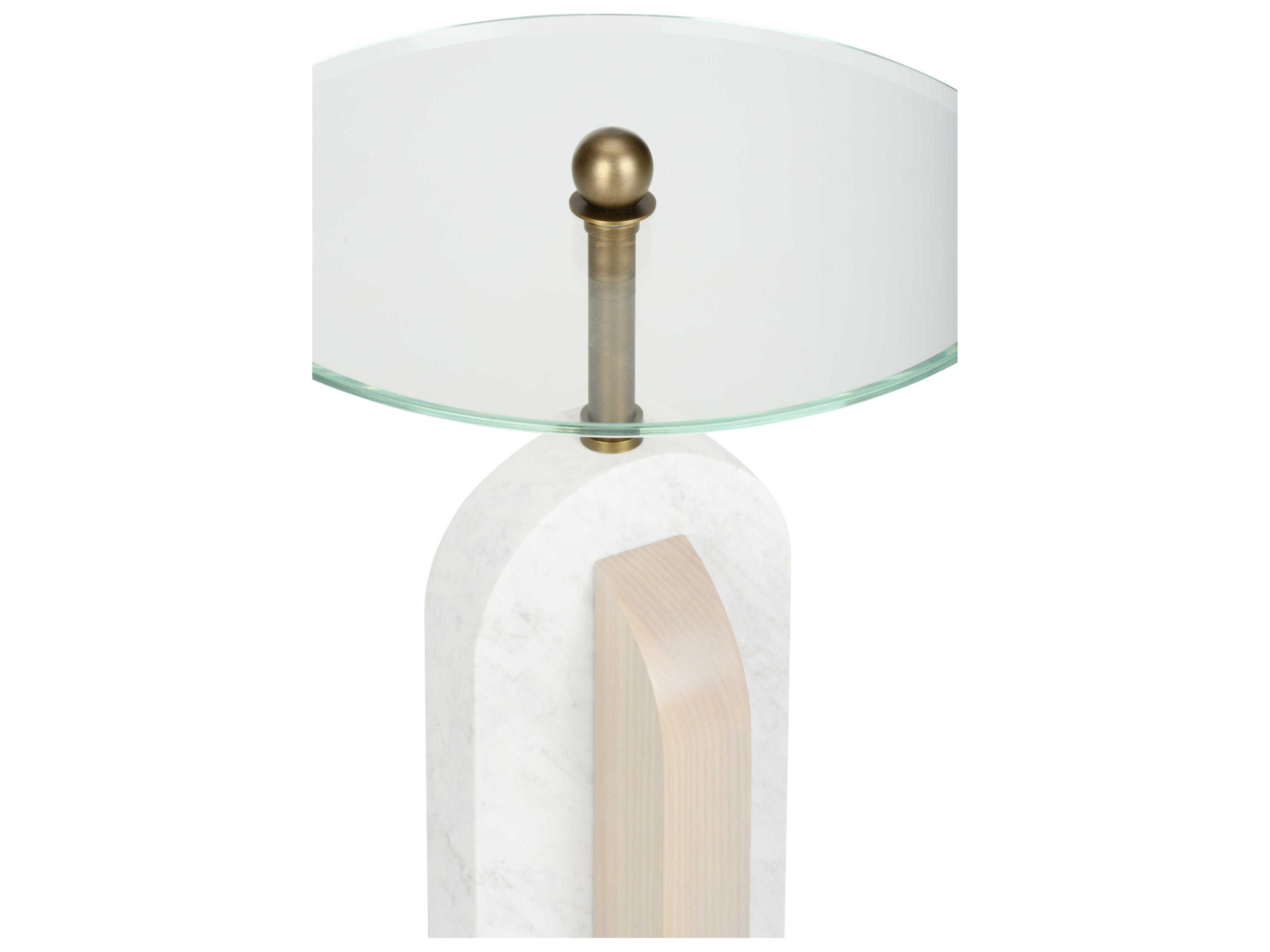 Wildwood Channarock Round Glass Natural White Rift Cut Oak End Table