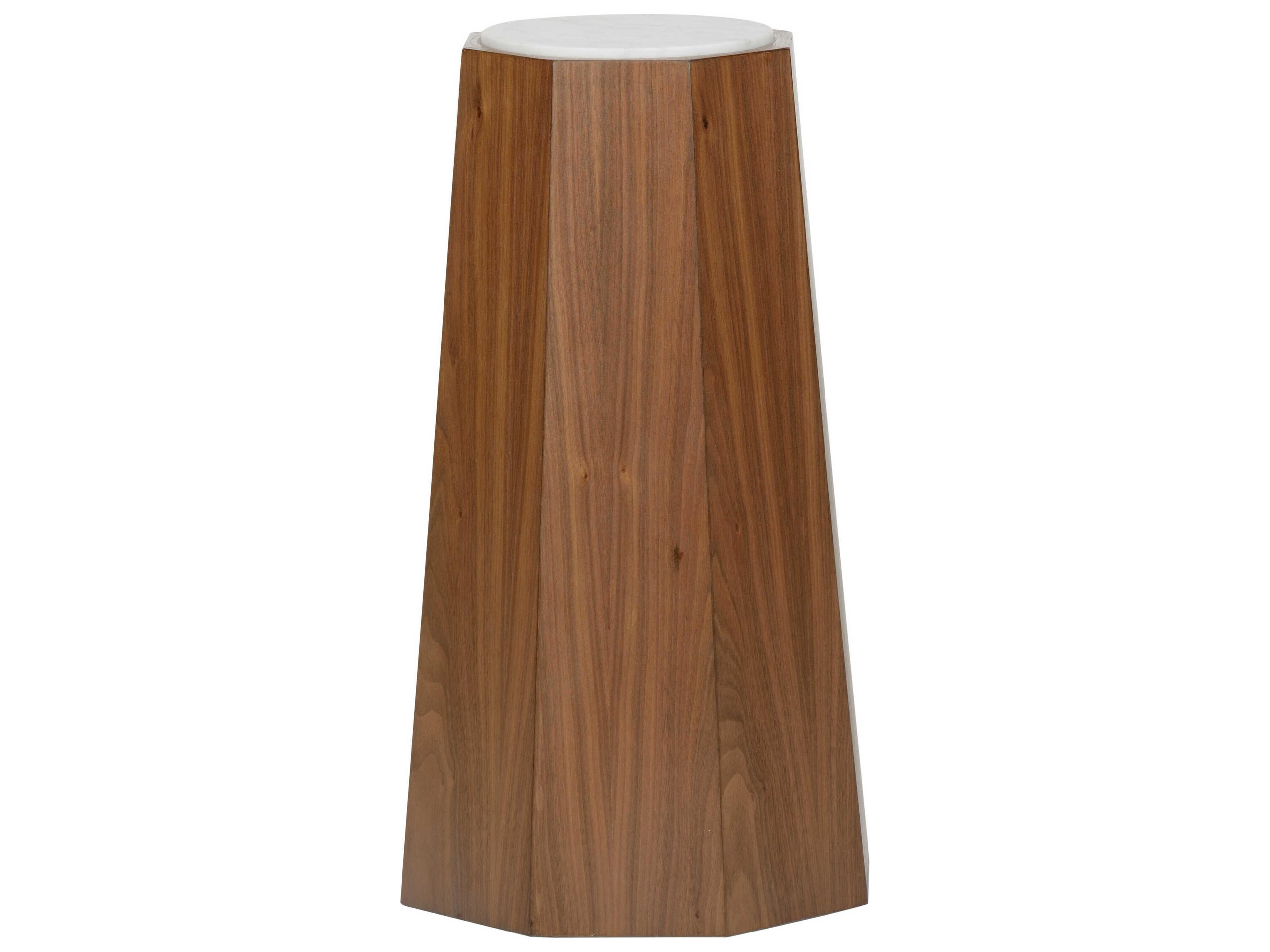 Wildwood Laurence Round Marble Walnut Natural White End Table