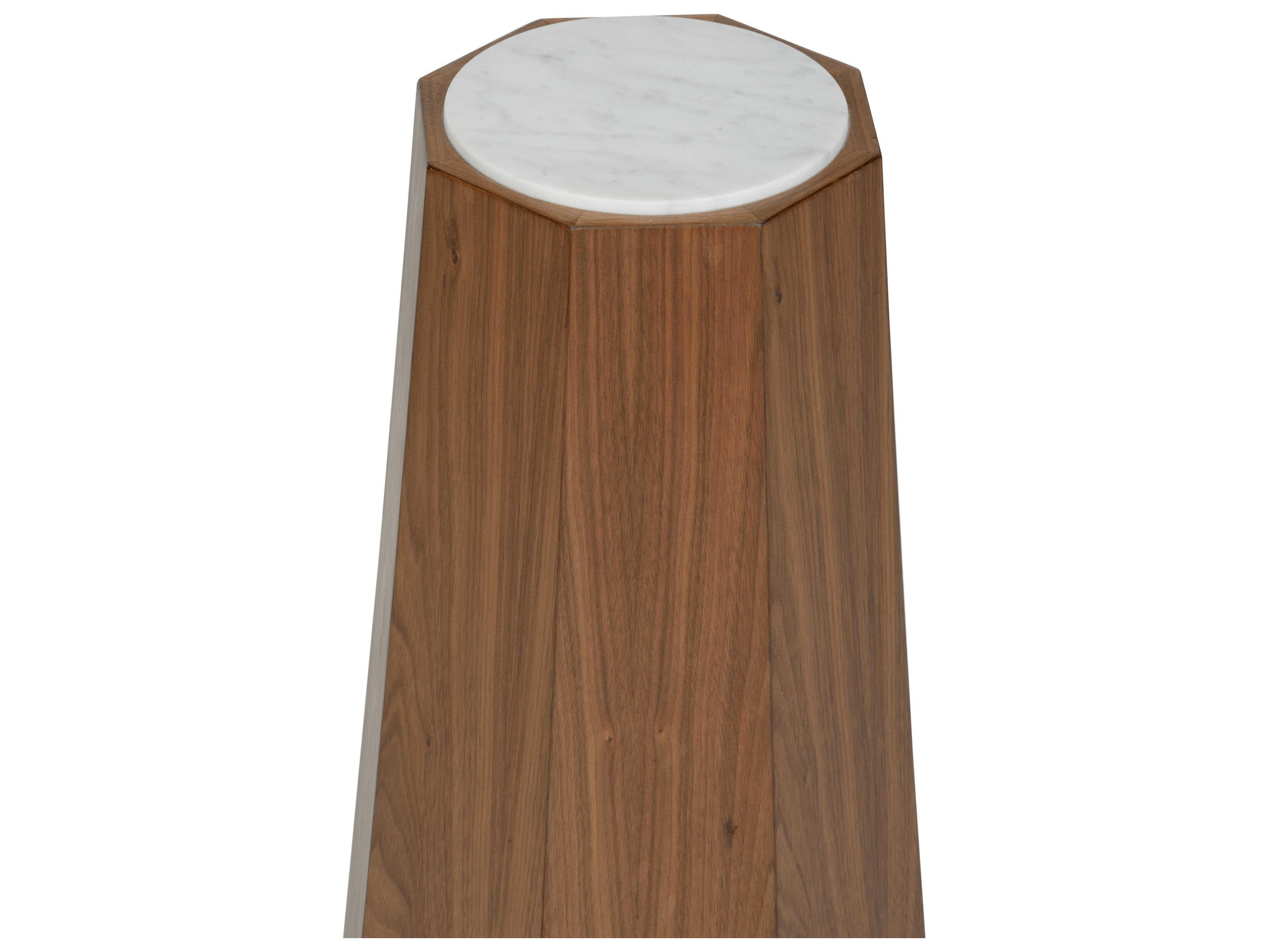 Wildwood Laurence Round Marble Walnut Natural White End Table