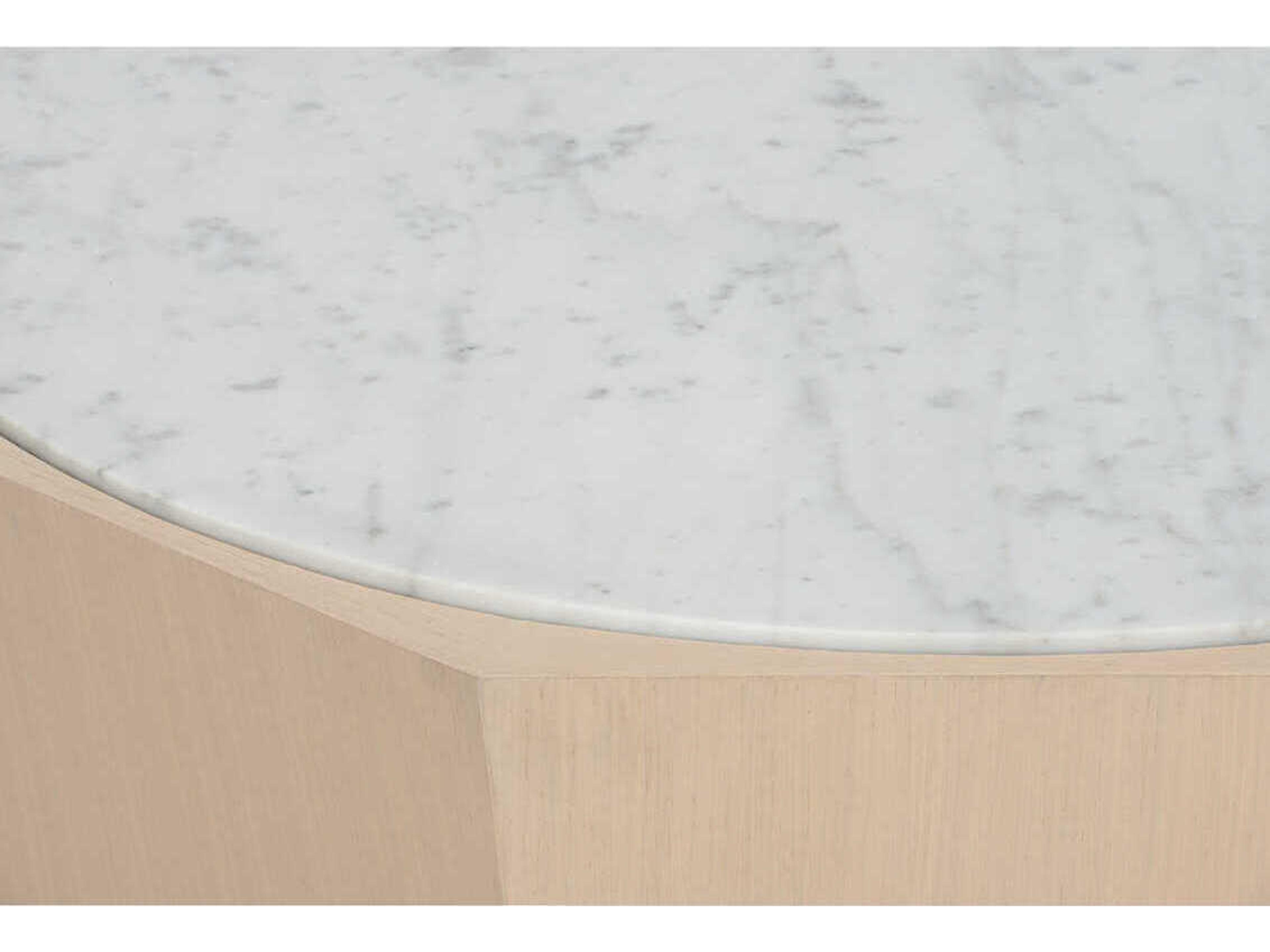 Wildwood Laurence Inverted Round Marble Rift Cut White Oak Natural Coffee Table